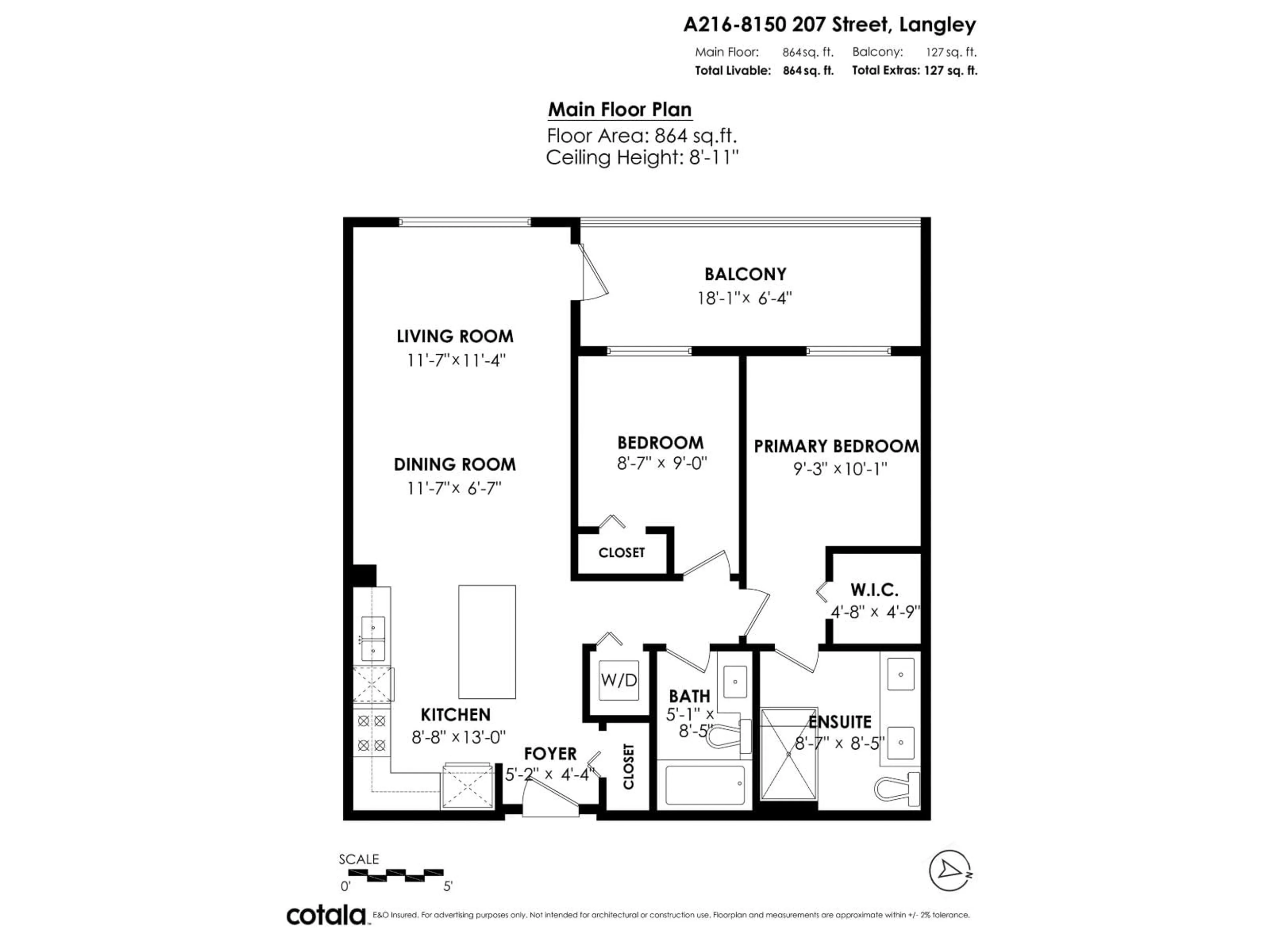 Floor plan for A216 - 8150 207 STREET, Langley British Columbia V2Y4J2