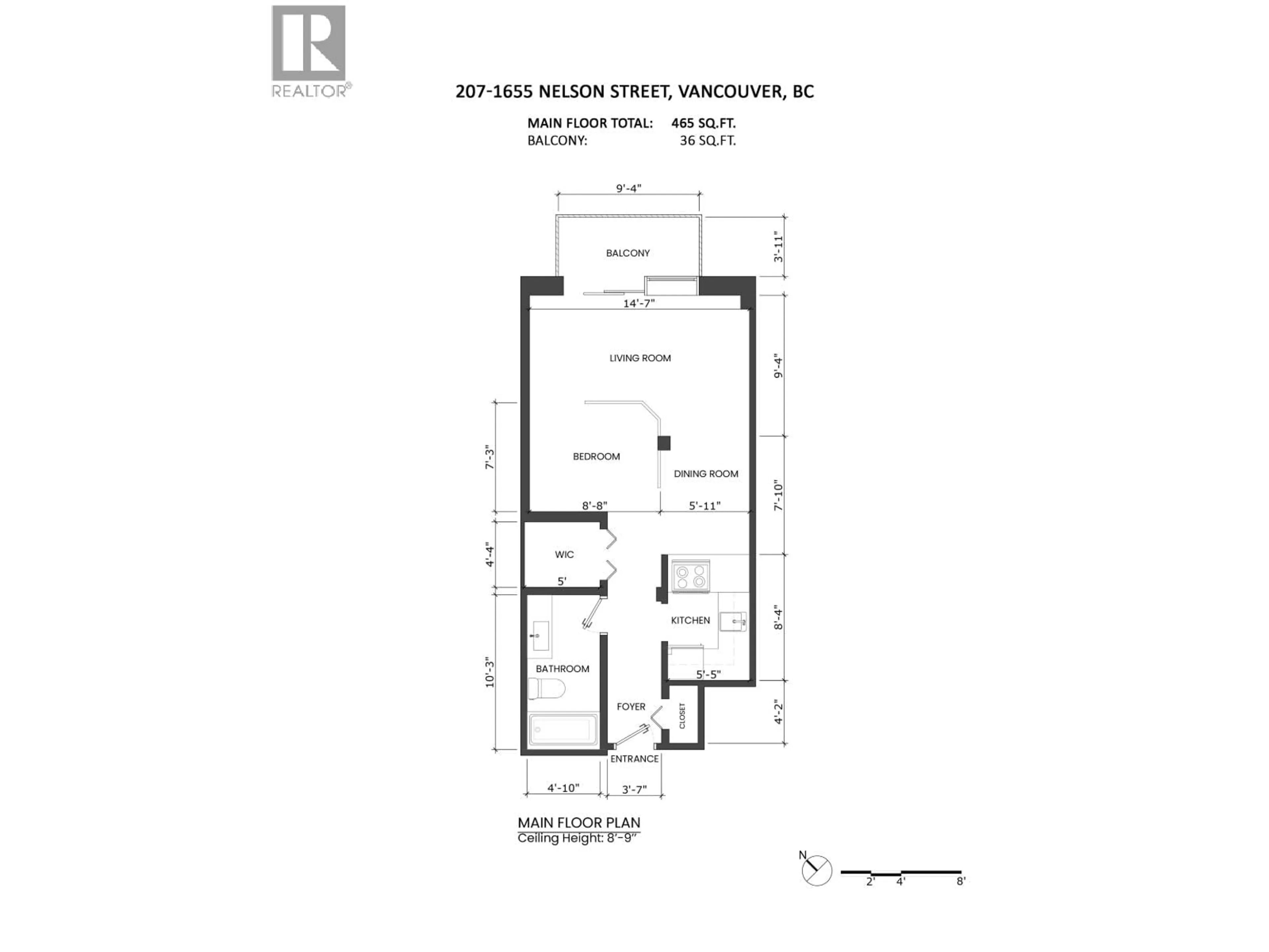 Floor plan for 207 - 1655 NELSON STREET, Vancouver British Columbia V6G1M4