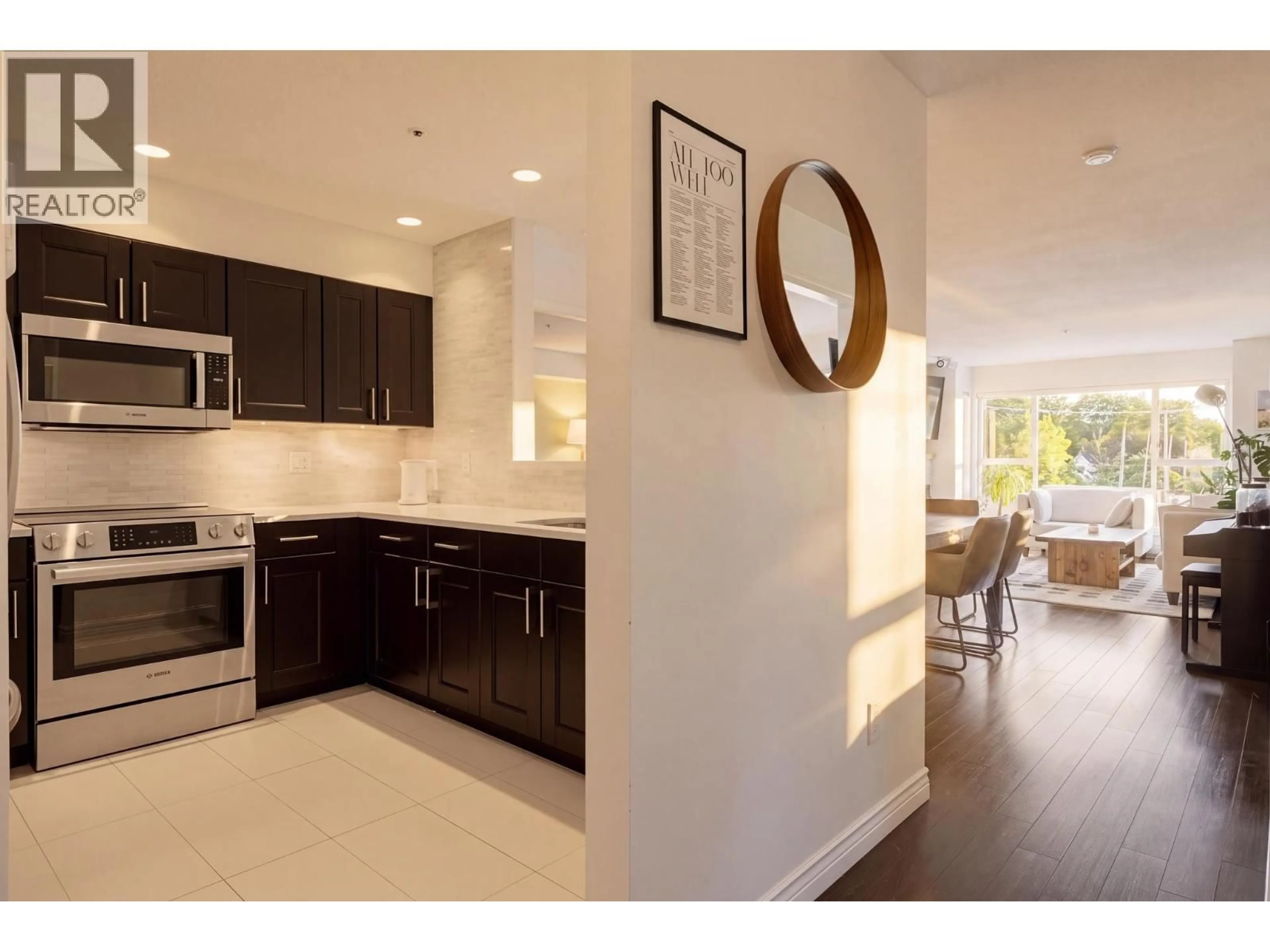 Open concept kitchen, ceramic/tile floor for 312 - 3480 MAIN STREET, Vancouver British Columbia V5V3N2