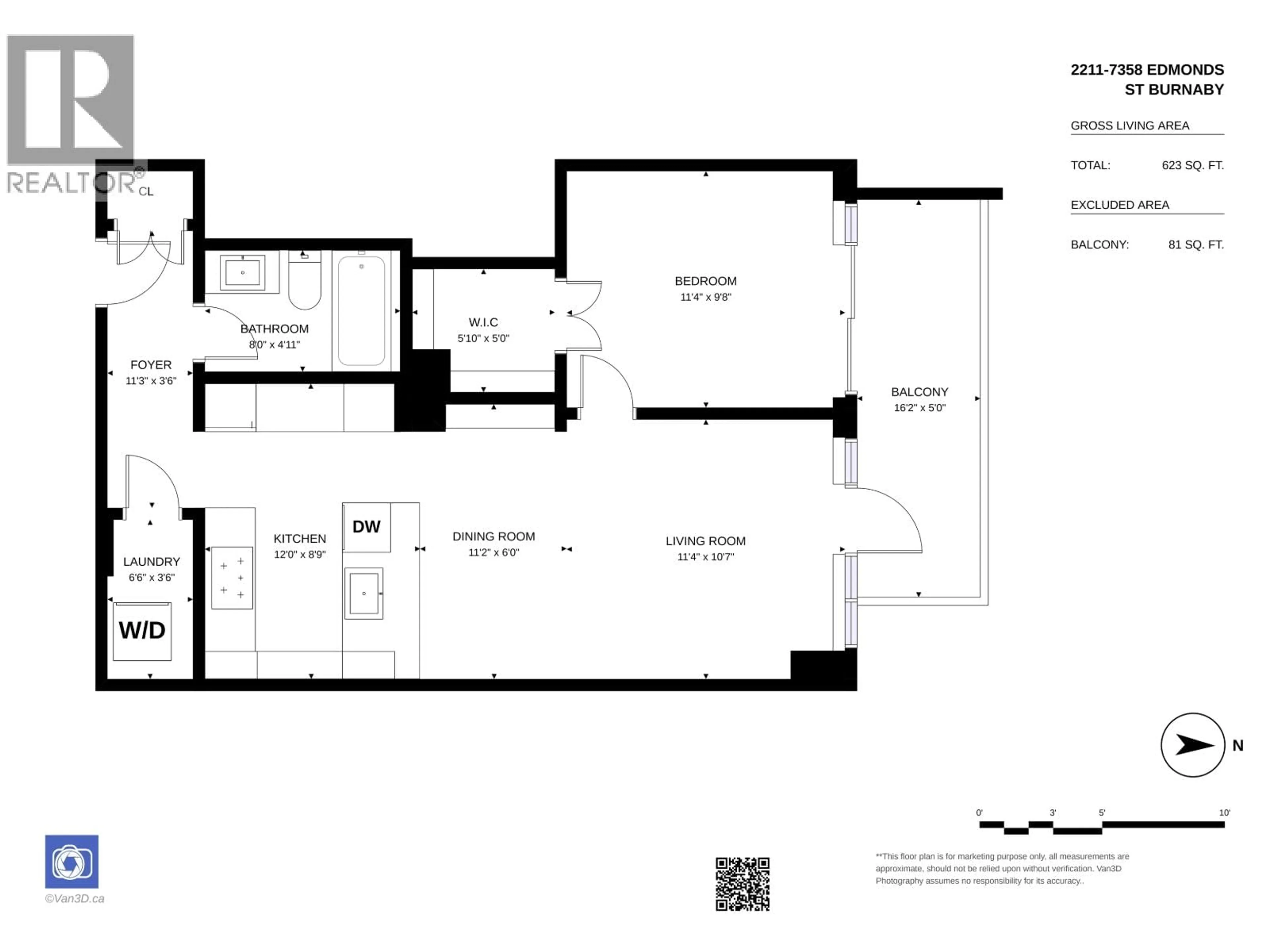 Floor plan for 2211 - 7358 EDMONDS STREET, Burnaby British Columbia V3N0H1