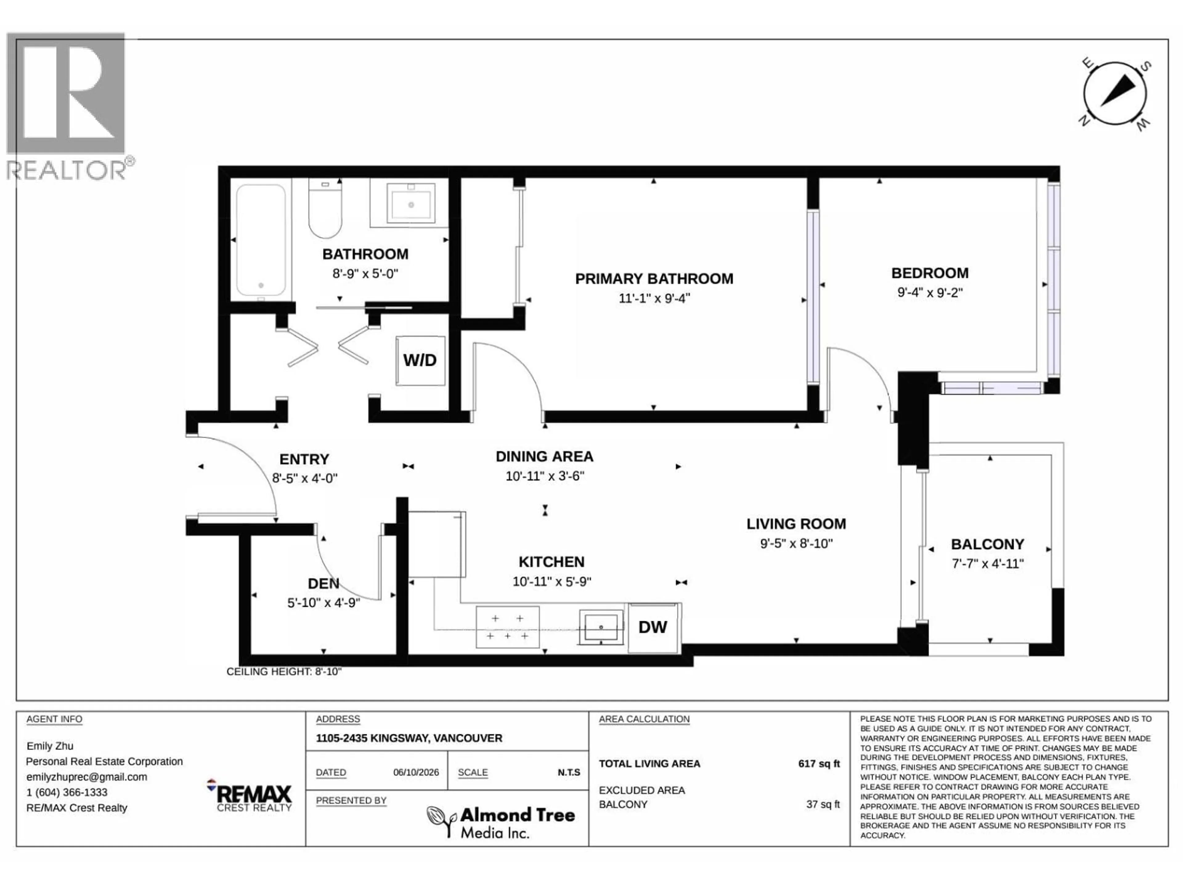 Floor plan for 1105 - 2435 KINGSWAY, Vancouver British Columbia V5R5G8