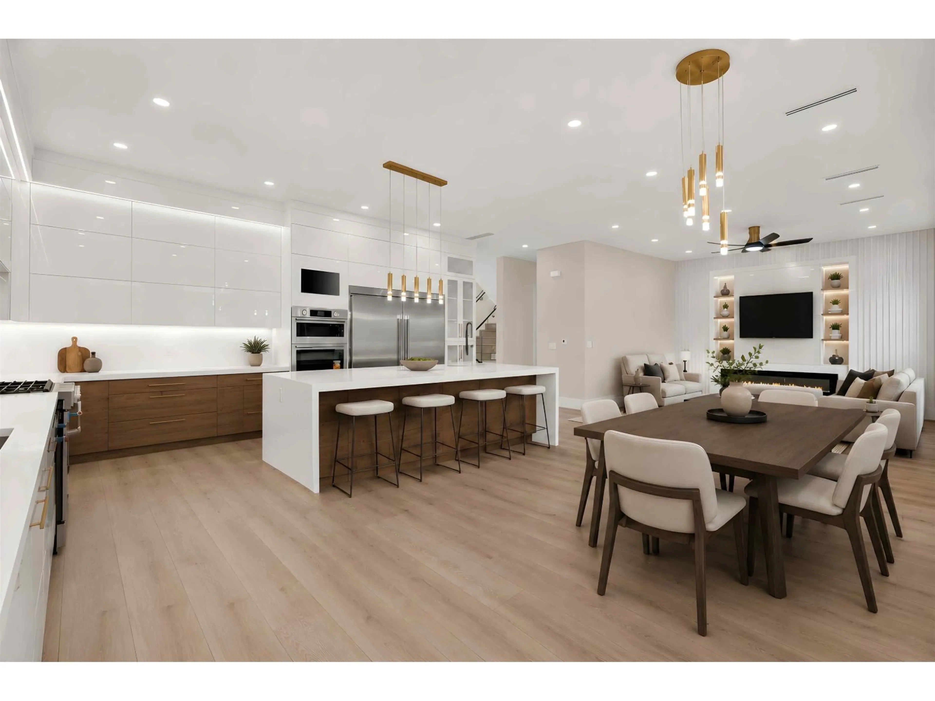 Open concept kitchen, wood/laminate floor for 7532 205 STREET, Langley British Columbia V2Y1V5