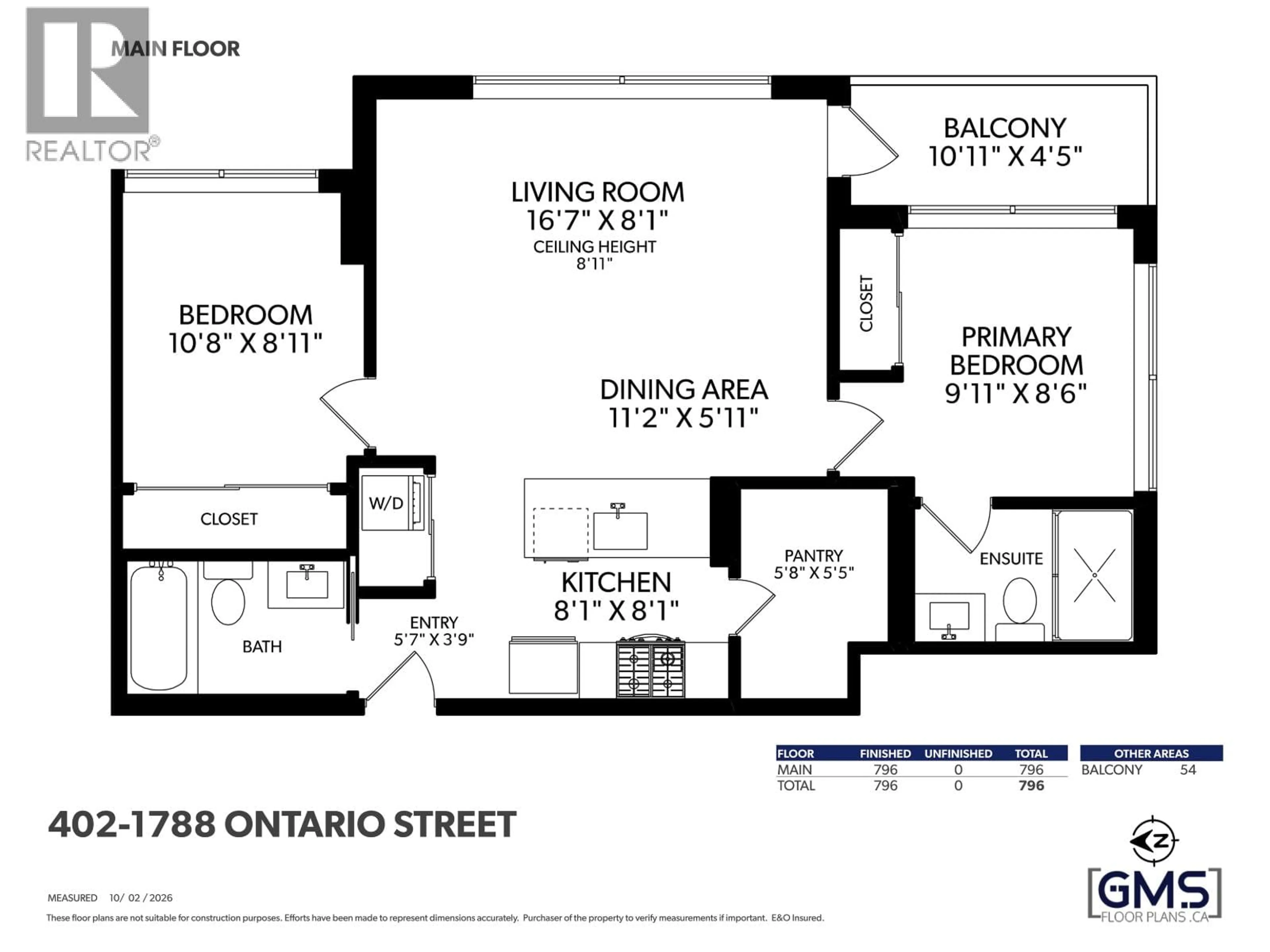 Floor plan for 402 - 1788 ONTARIO STREET, Vancouver British Columbia V5T0G3