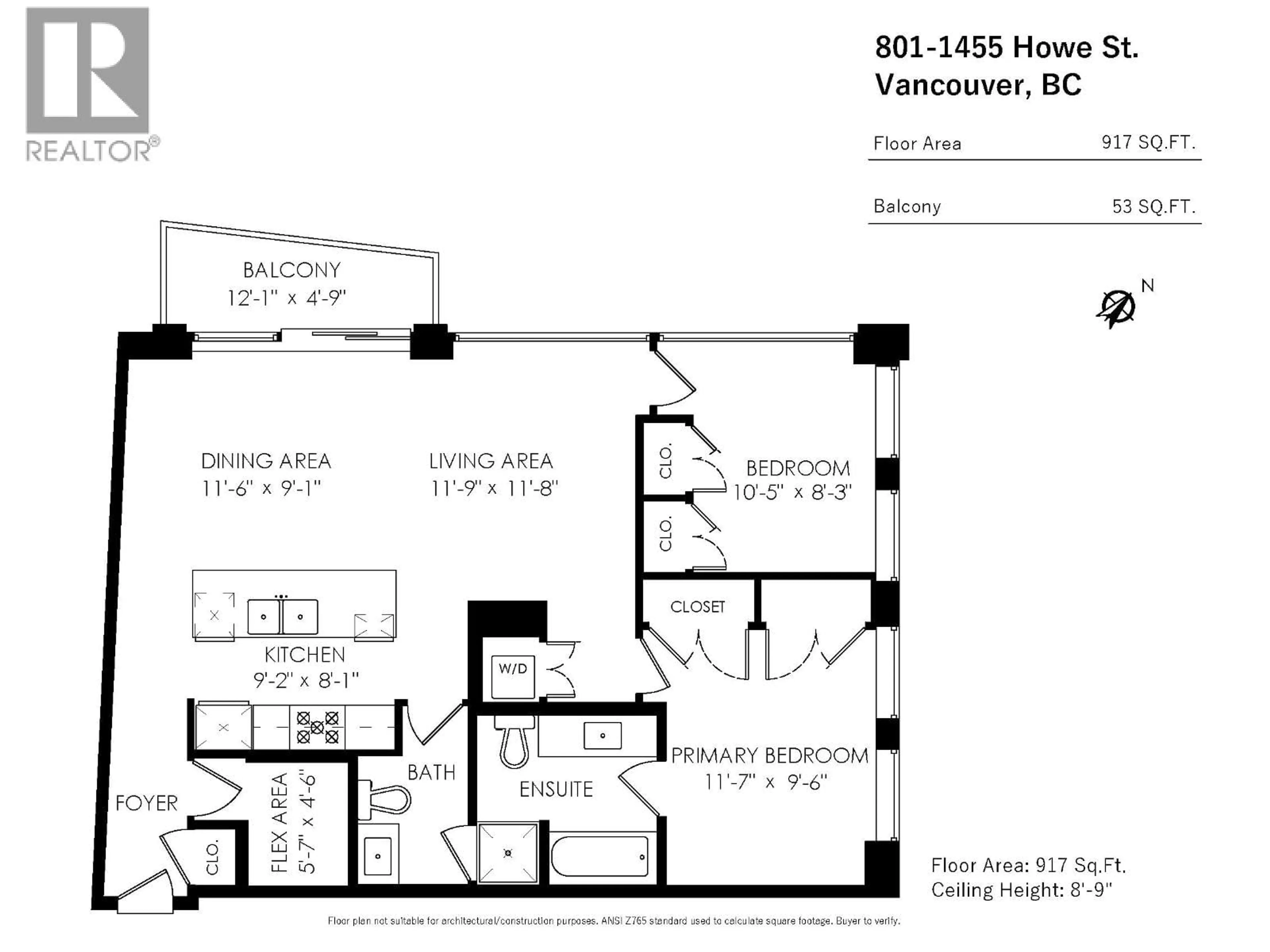 Floor plan for 801 - 1455 HOWE STREET, Vancouver British Columbia V6Z1C2