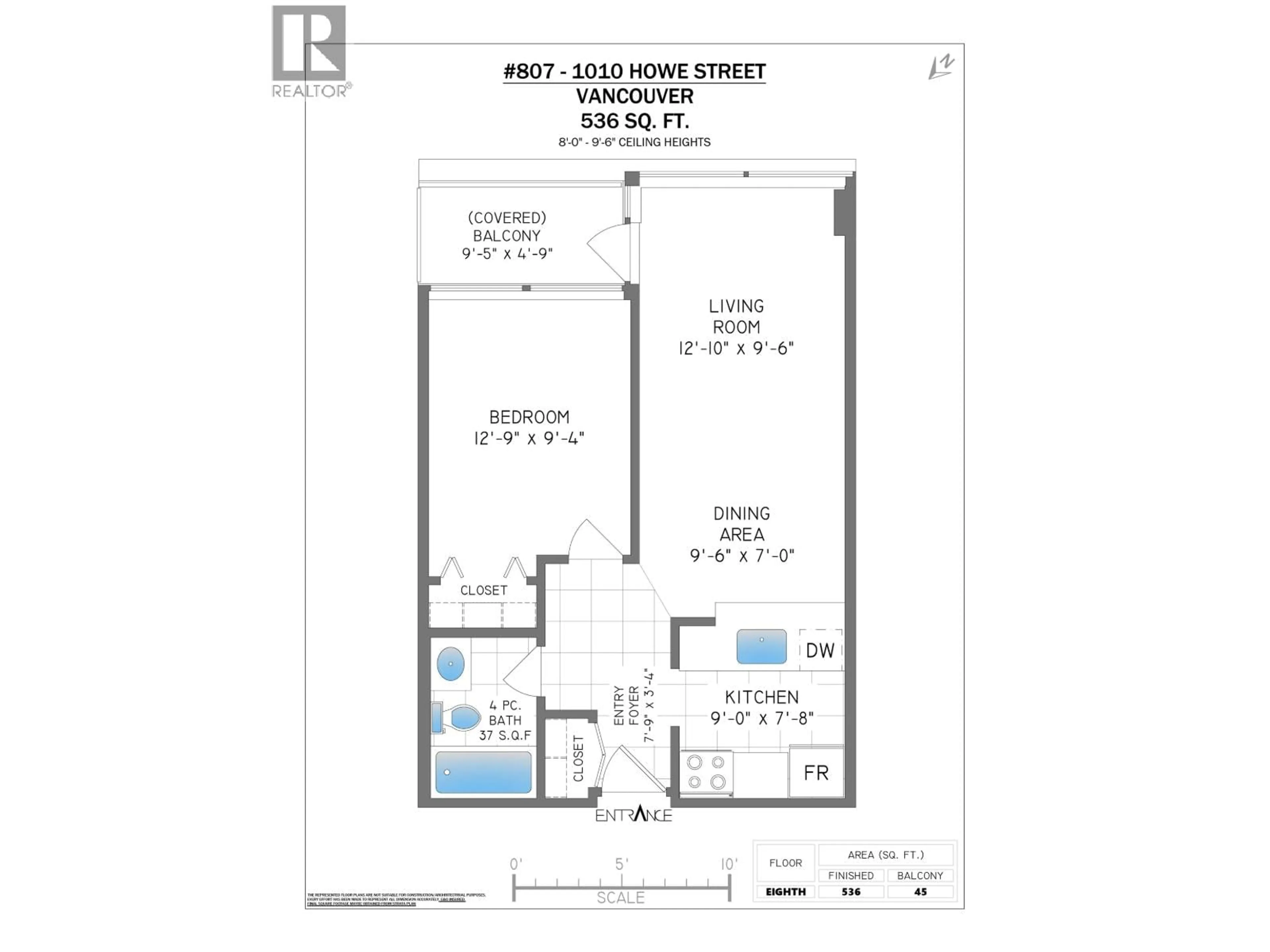 Floor plan for 807 - 1010 HOWE STREET, Vancouver British Columbia V6Z1P5