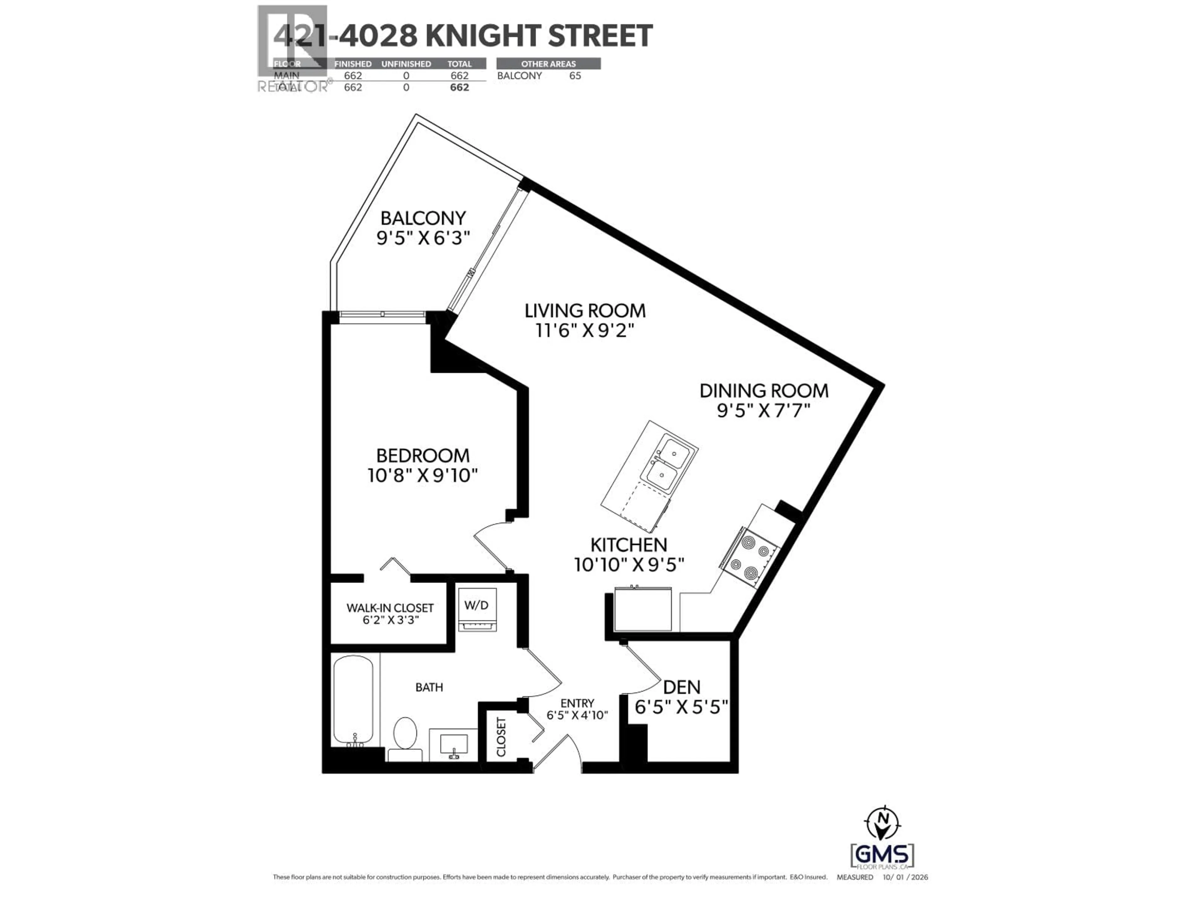 Floor plan for 421 - 4028 KNIGHT STREET, Vancouver British Columbia V5N5Y8