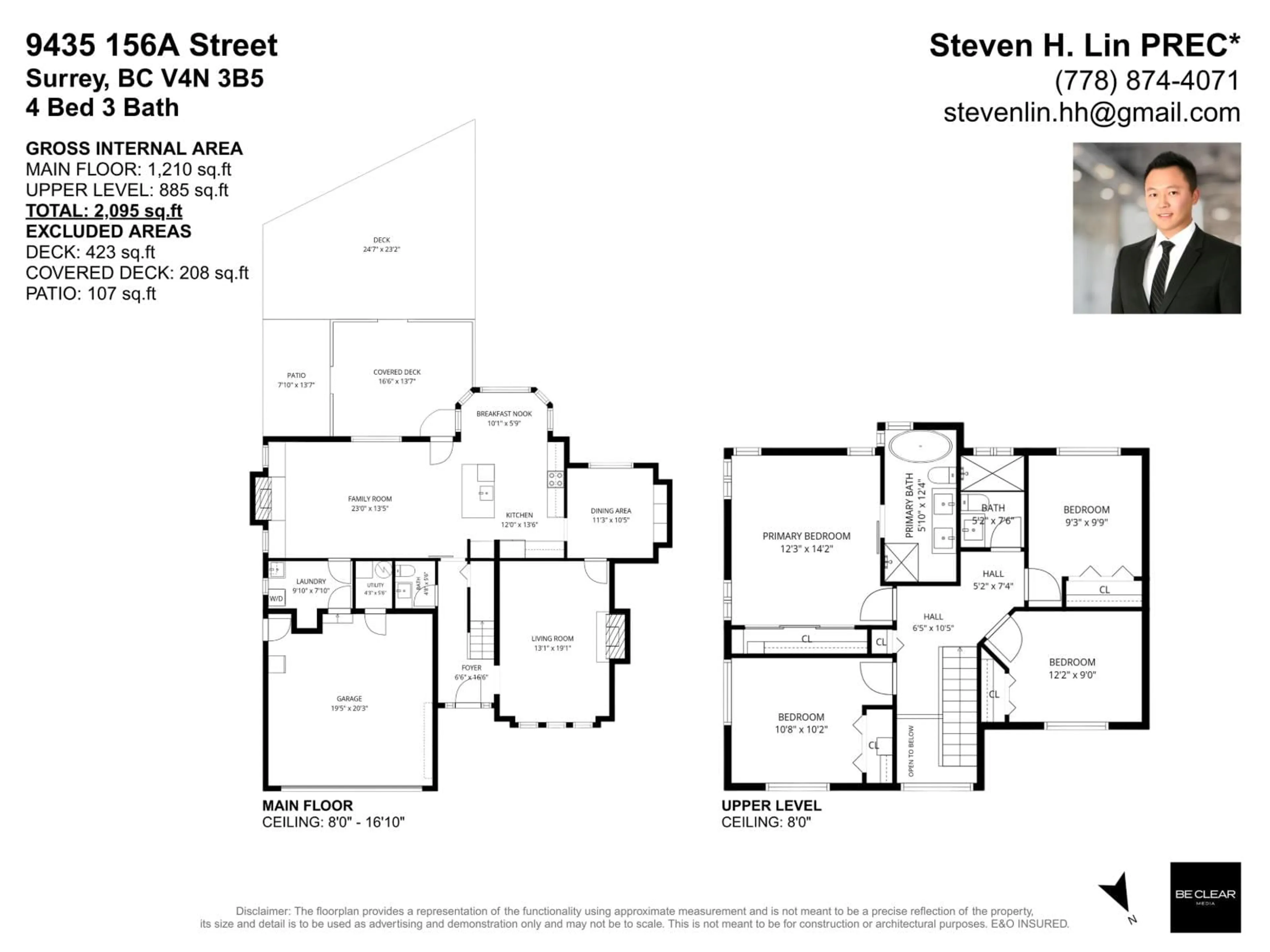 Floor plan for 9435 156A STREET, Surrey British Columbia V4N3B5