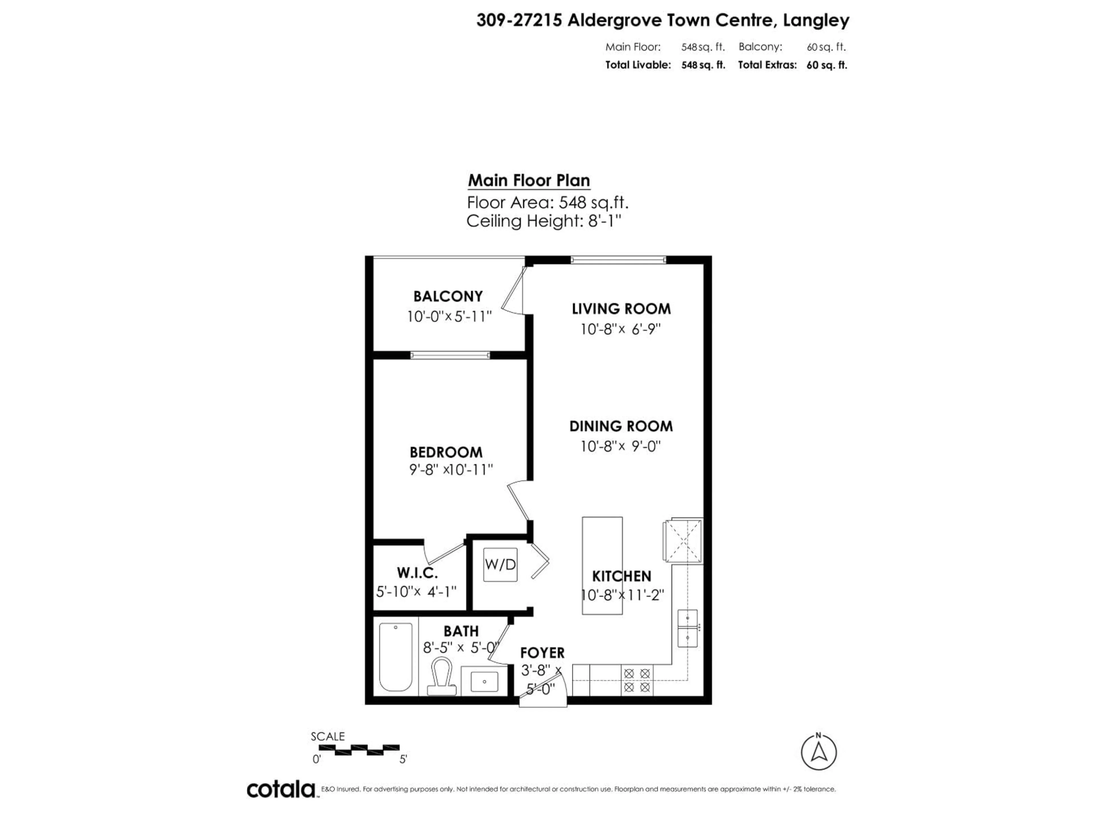 Floor plan for 309 - 27215 ALDERGROVE TOWN CENTRE DRIVE, Langley British Columbia V4W0E3
