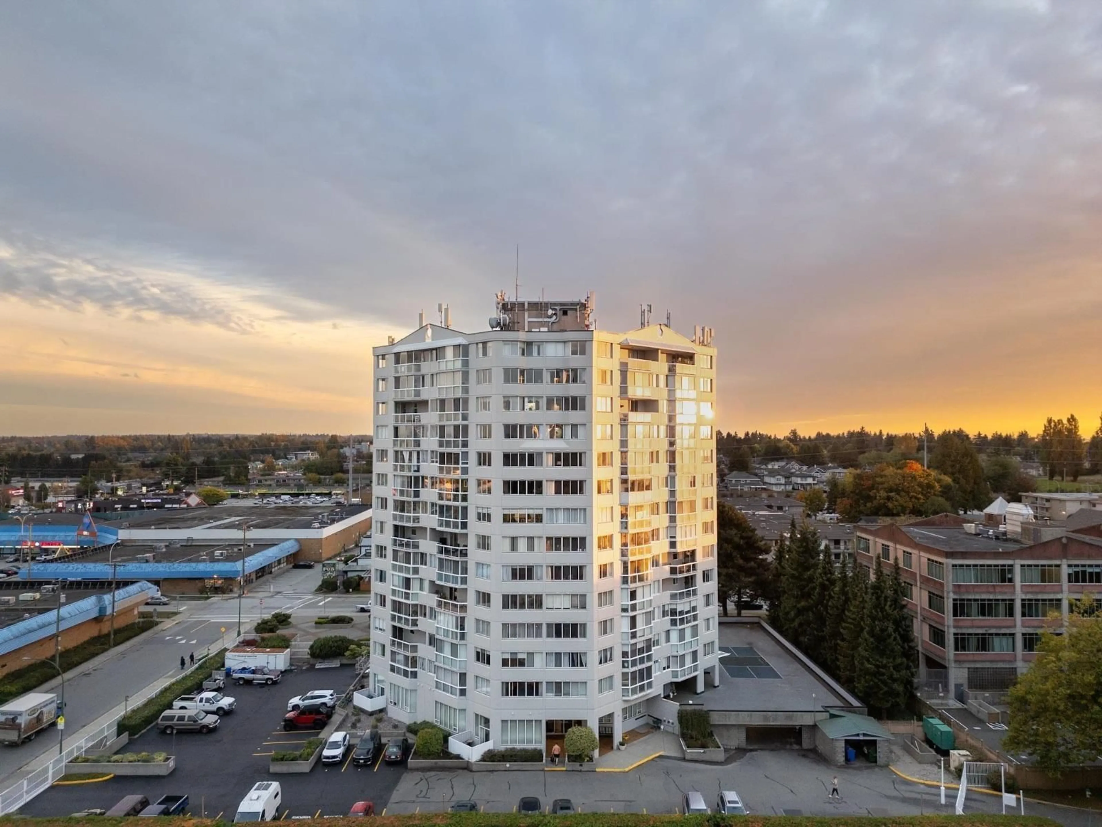 A pic from outside/outdoor area/front of a property/back of a property/a pic from drone, city buildings view from balcony for 102 - 11881 88 AVENUE, Delta British Columbia V4C8A2