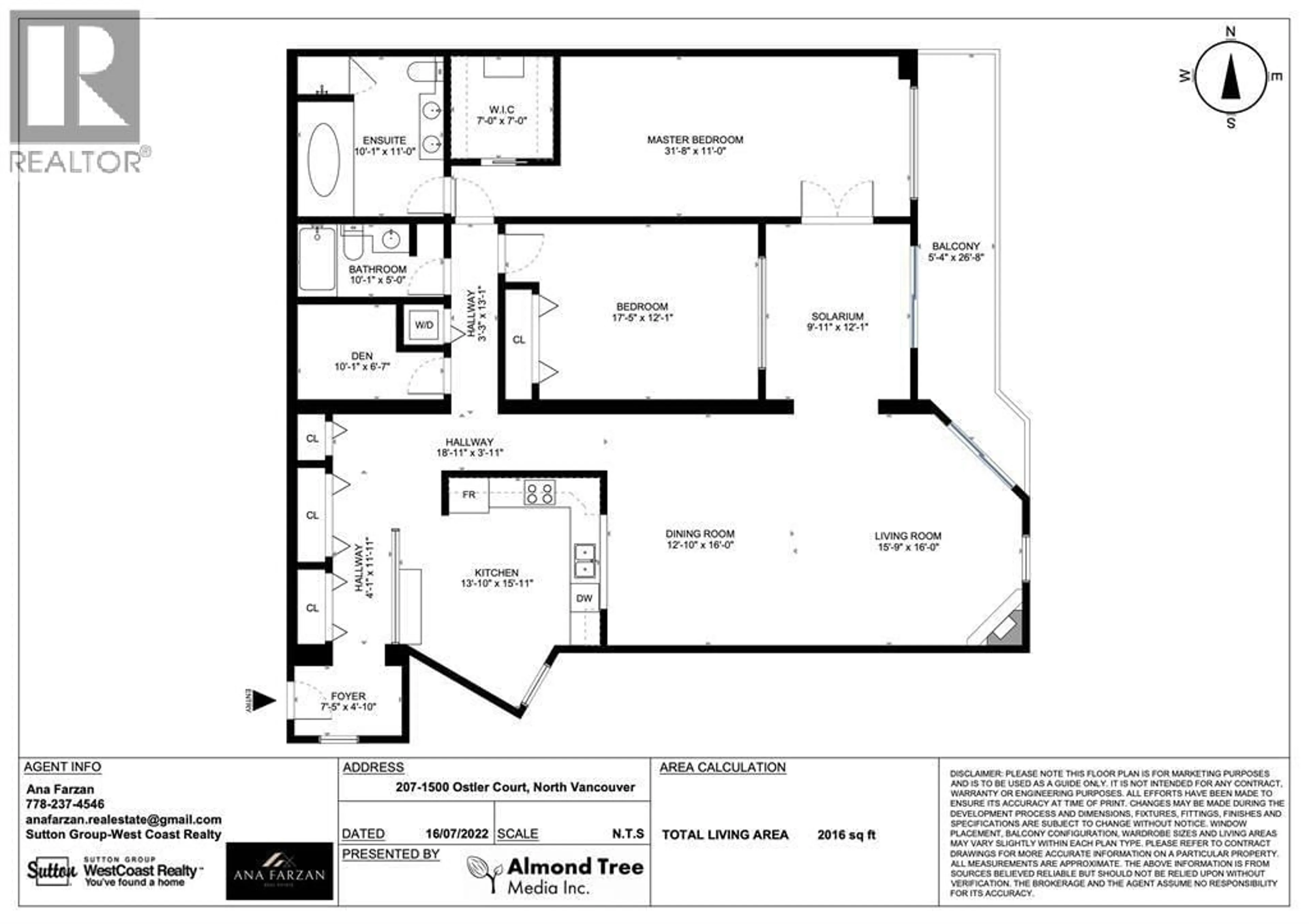 Floor plan for 207 - 1500 OSTLER COURT, North Vancouver British Columbia V7G2S2