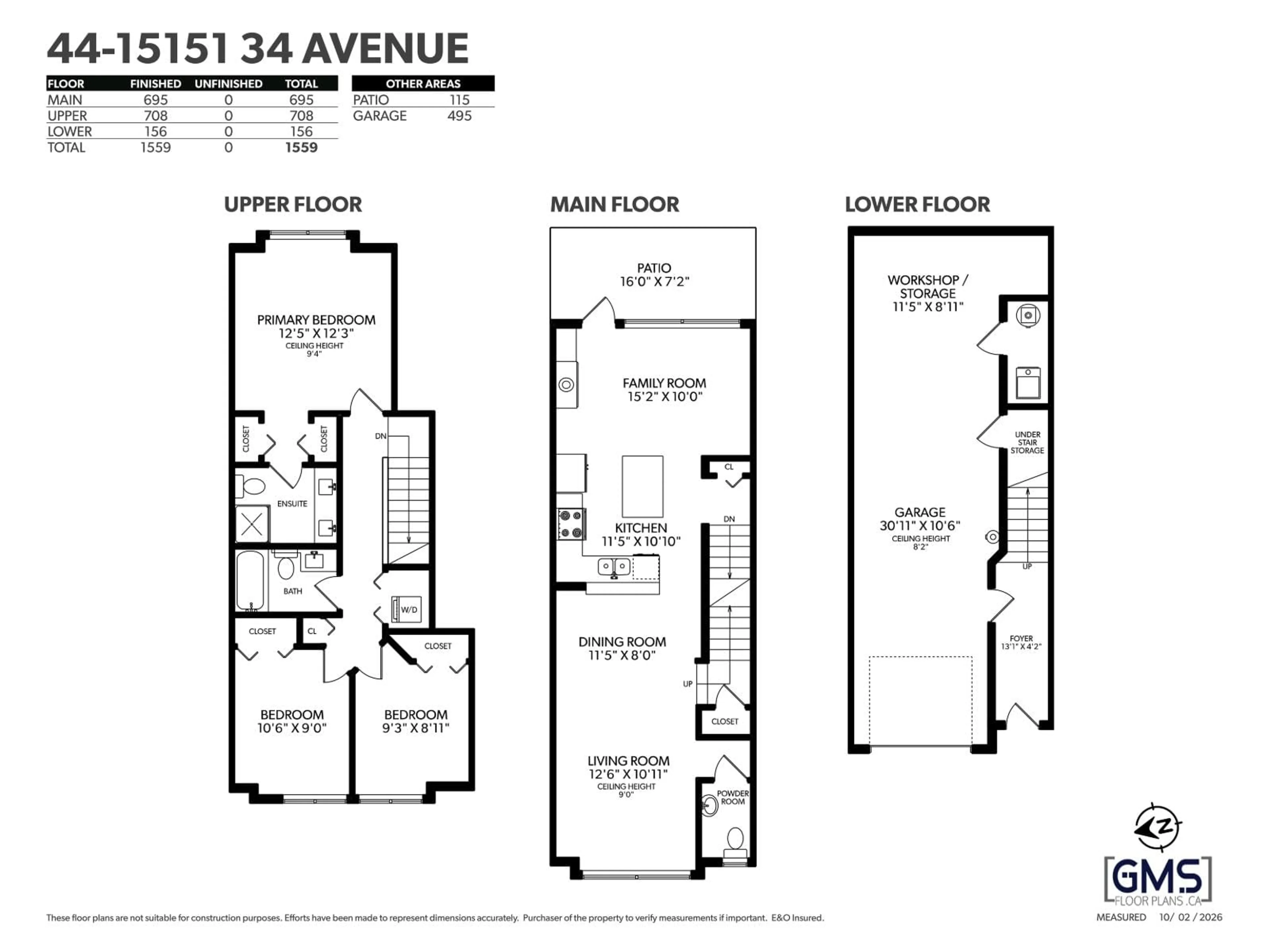 Floor plan for 44 - 15151 34 AVENUE, Surrey British Columbia V3Z4P5