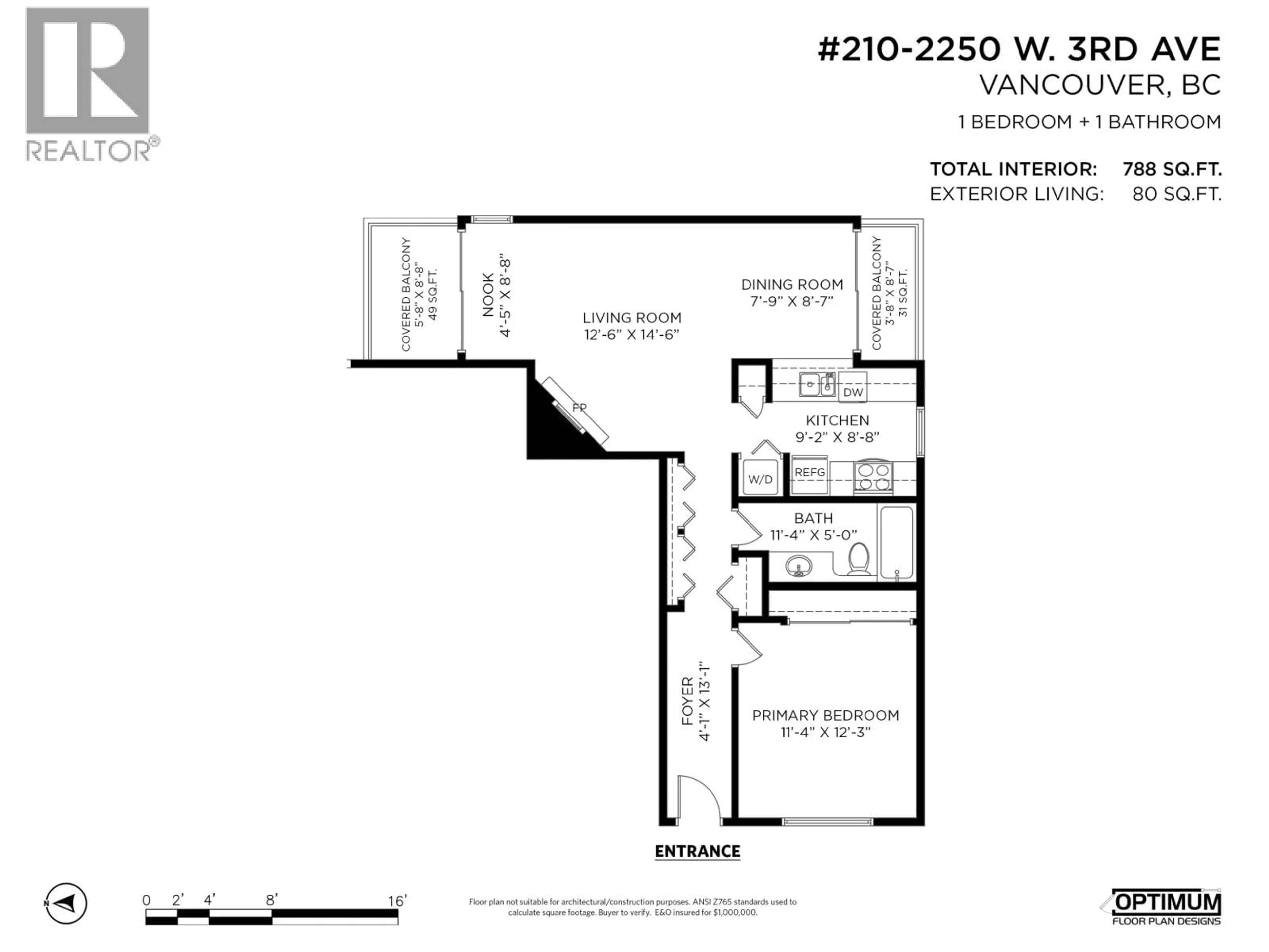 Floor plan for 210 - 2250 3RD AVENUE, Vancouver British Columbia V6K1L4