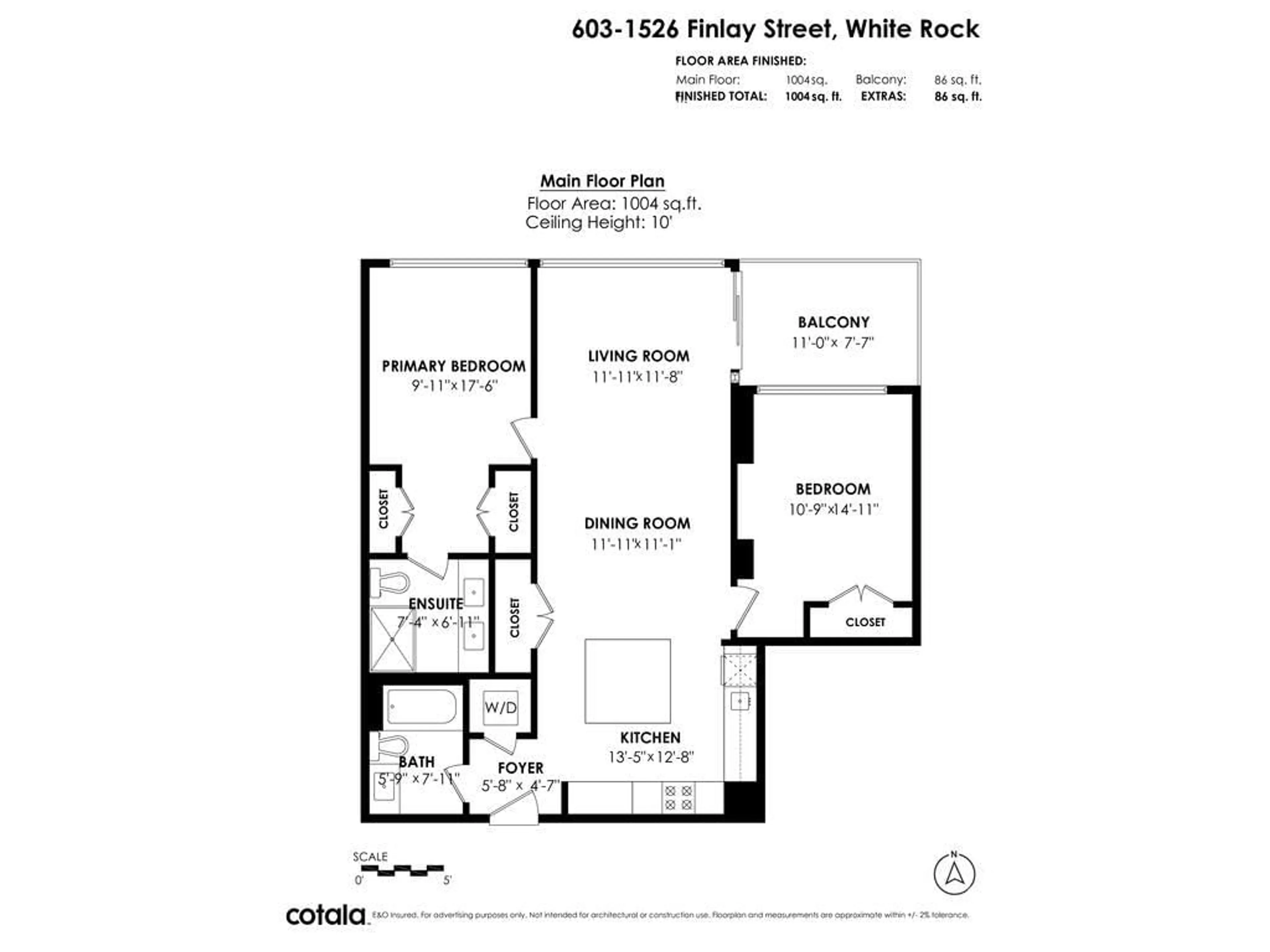 Floor plan for 603 - 1526 FINLAY STREET, White Rock British Columbia V4B4L9