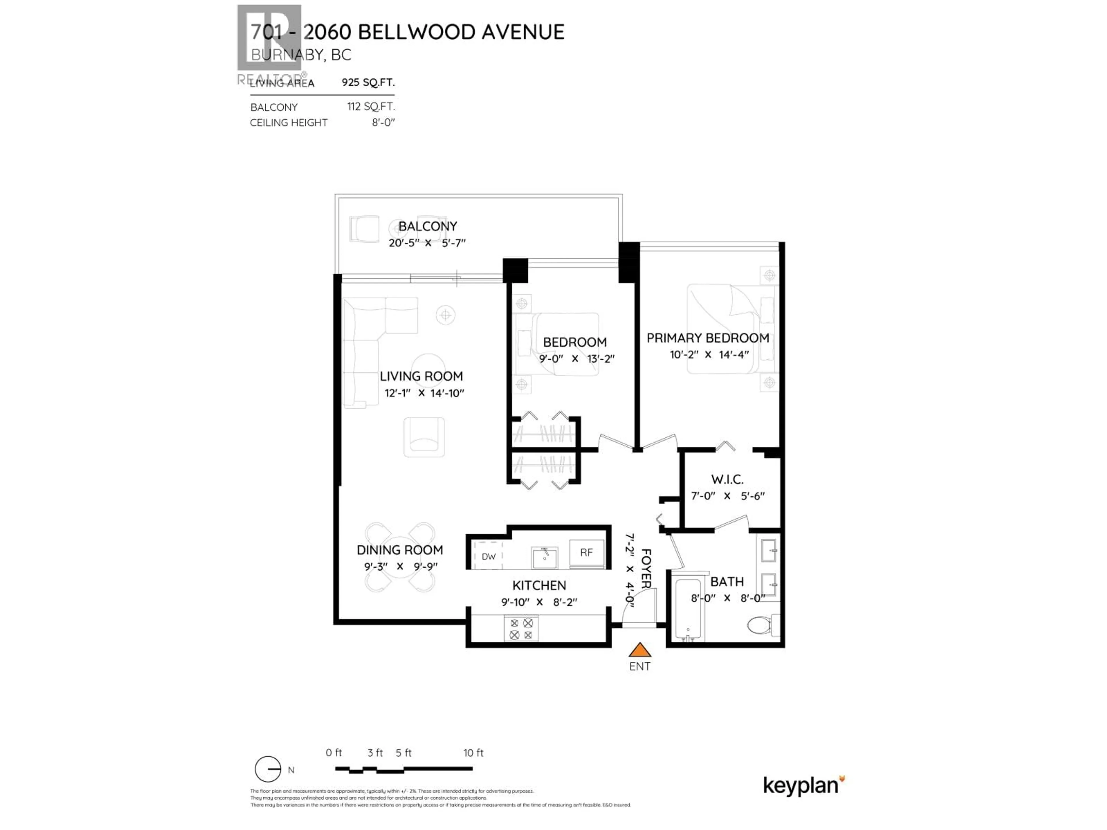 Floor plan for 701 - 2060 BELLWOOD AVENUE, Burnaby British Columbia V5B4V2