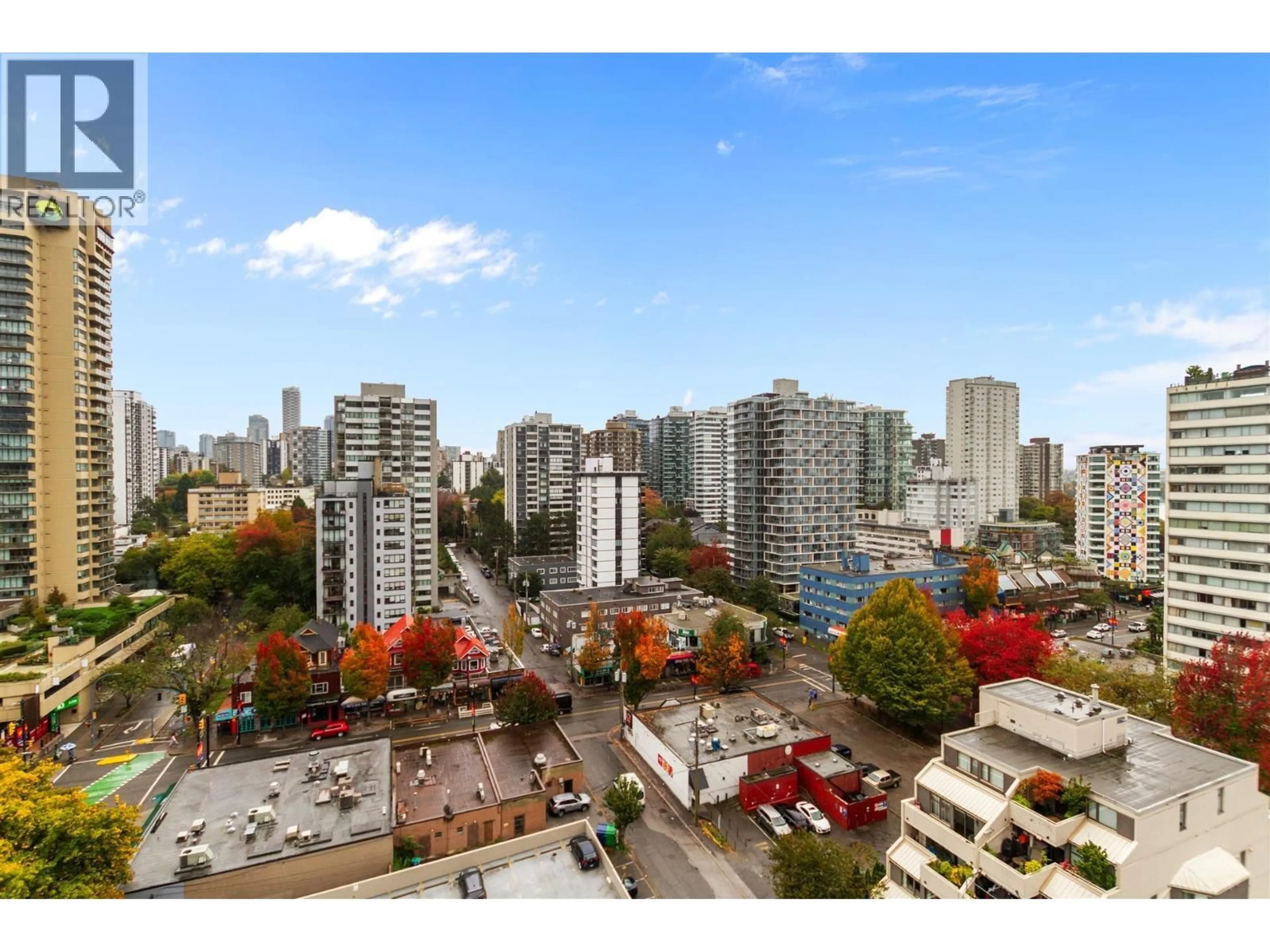A pic from outside/outdoor area/front of a property/back of a property/a pic from drone, city buildings view from balcony for 1501 - 1850 COMOX STREET, Vancouver British Columbia V6G1R3