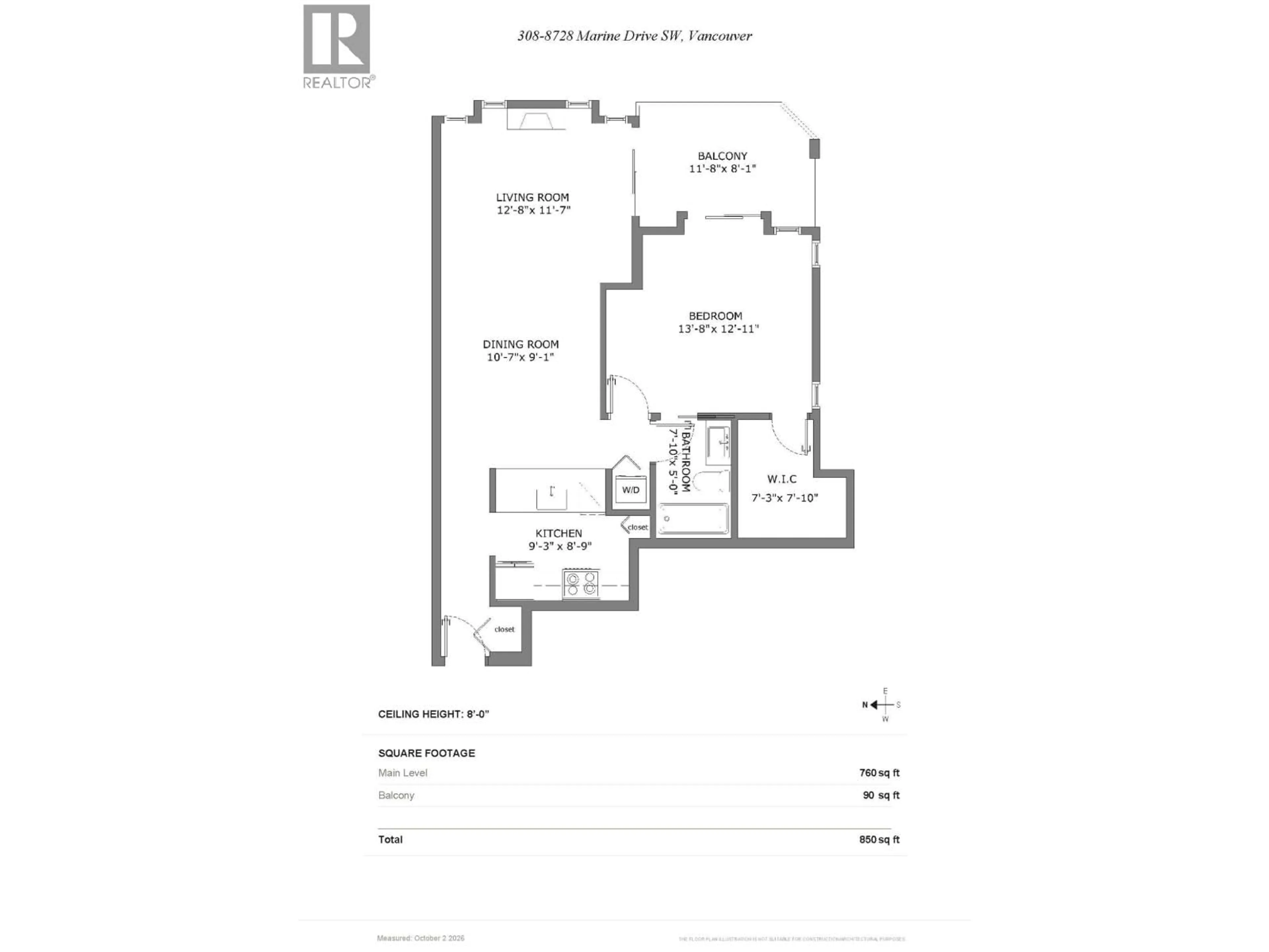 Floor plan for 308 - 8728 MARINE DRIVE, Vancouver British Columbia V6P6A4