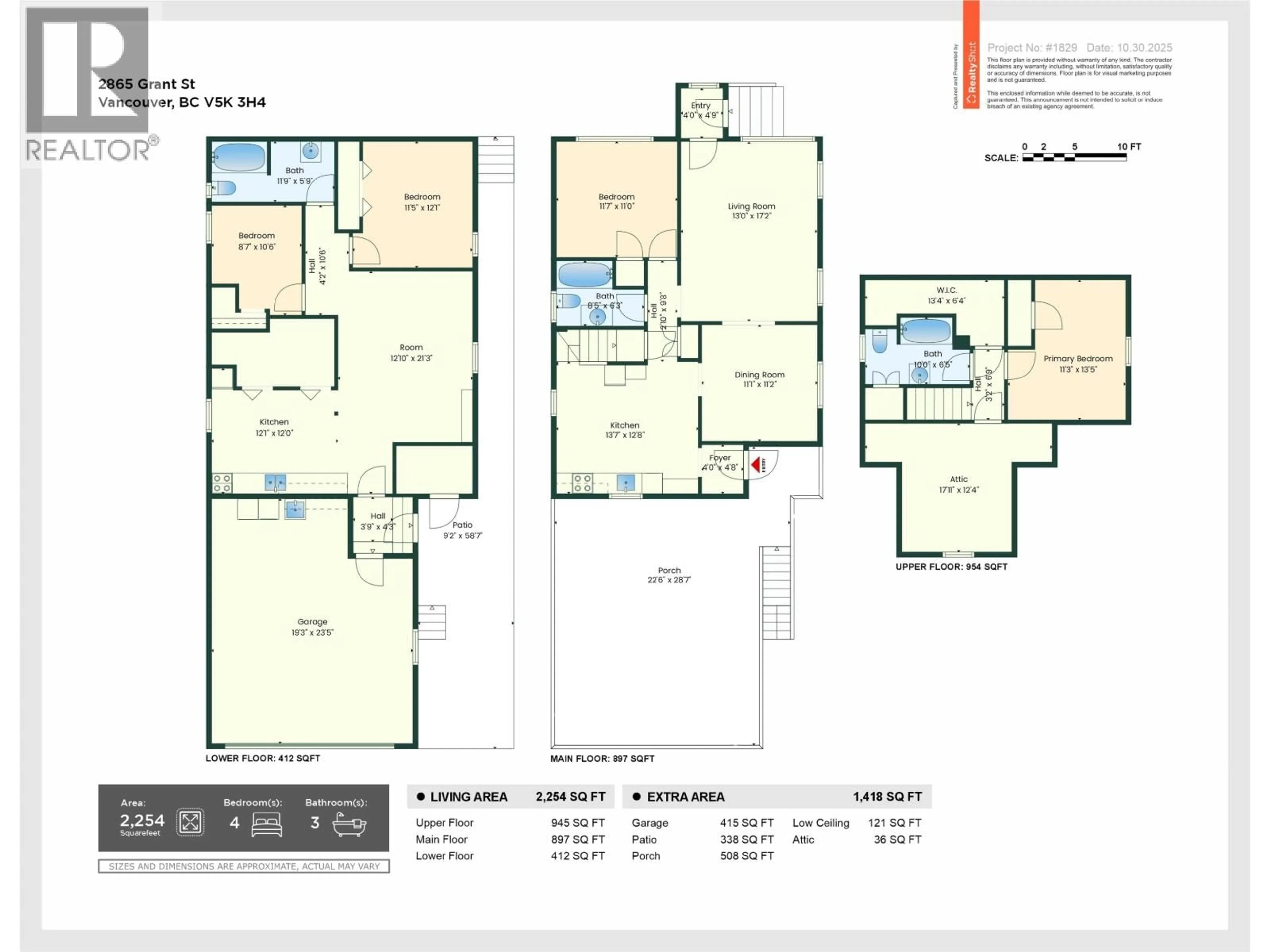 Floor plan for 2865 GRANT STREET, Vancouver British Columbia V5K3H4