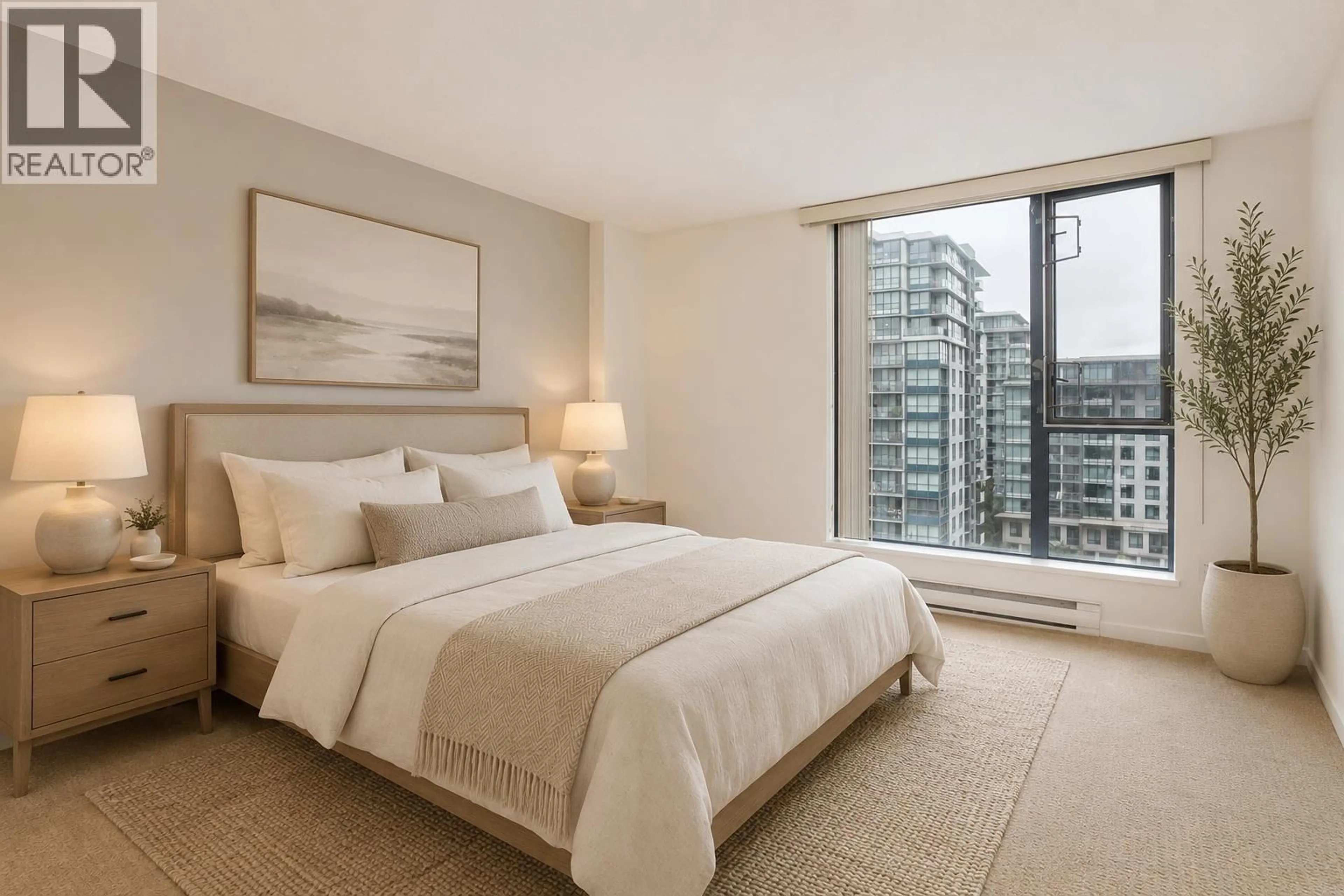 Bedroom with bed, carpet floor for 909 - 6088 MINORU BOULEVARD, Richmond British Columbia V6Y4A8