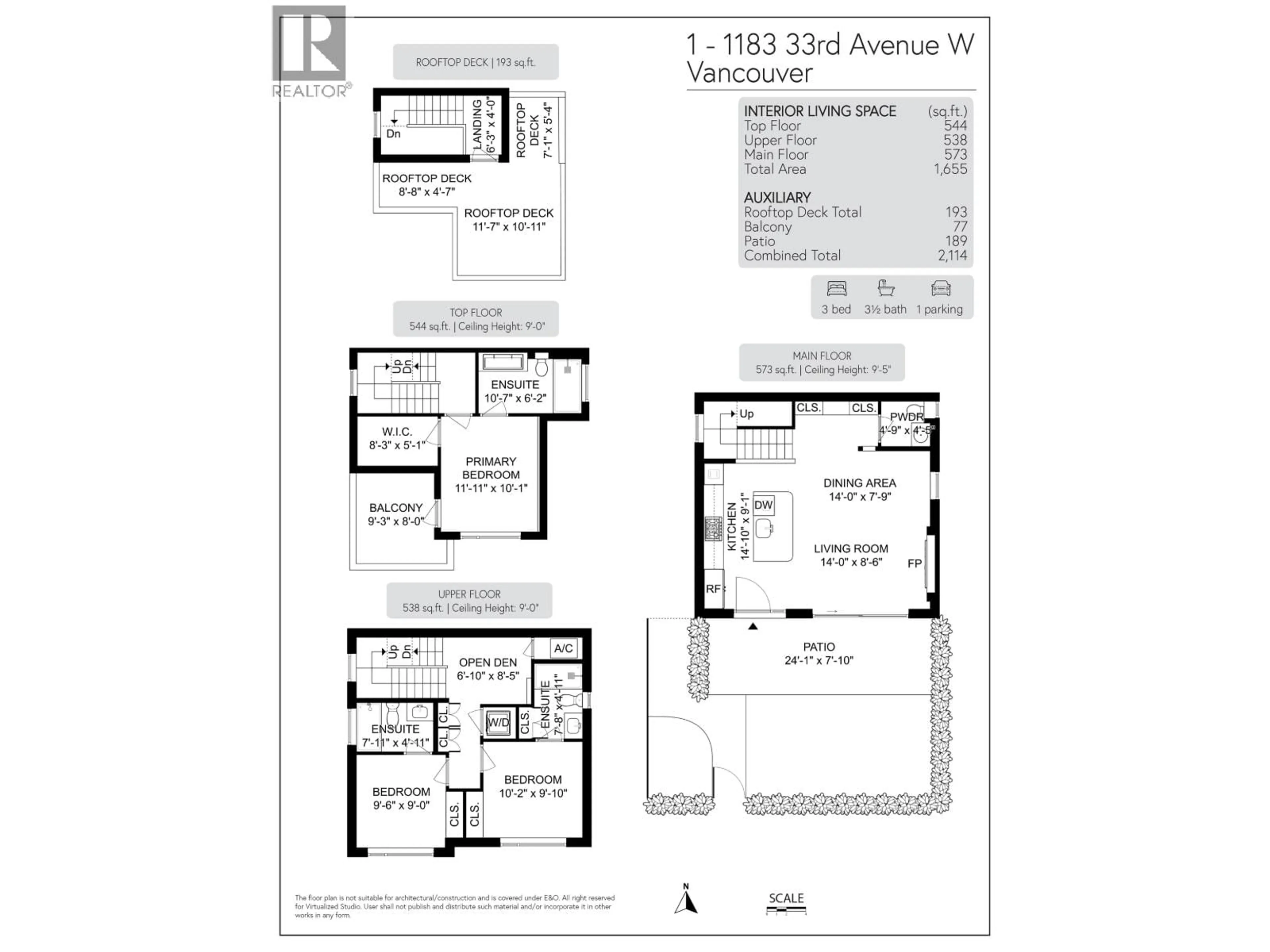 Floor plan for 1 - 1183 33RD AVENUE, Vancouver British Columbia V6M1A3