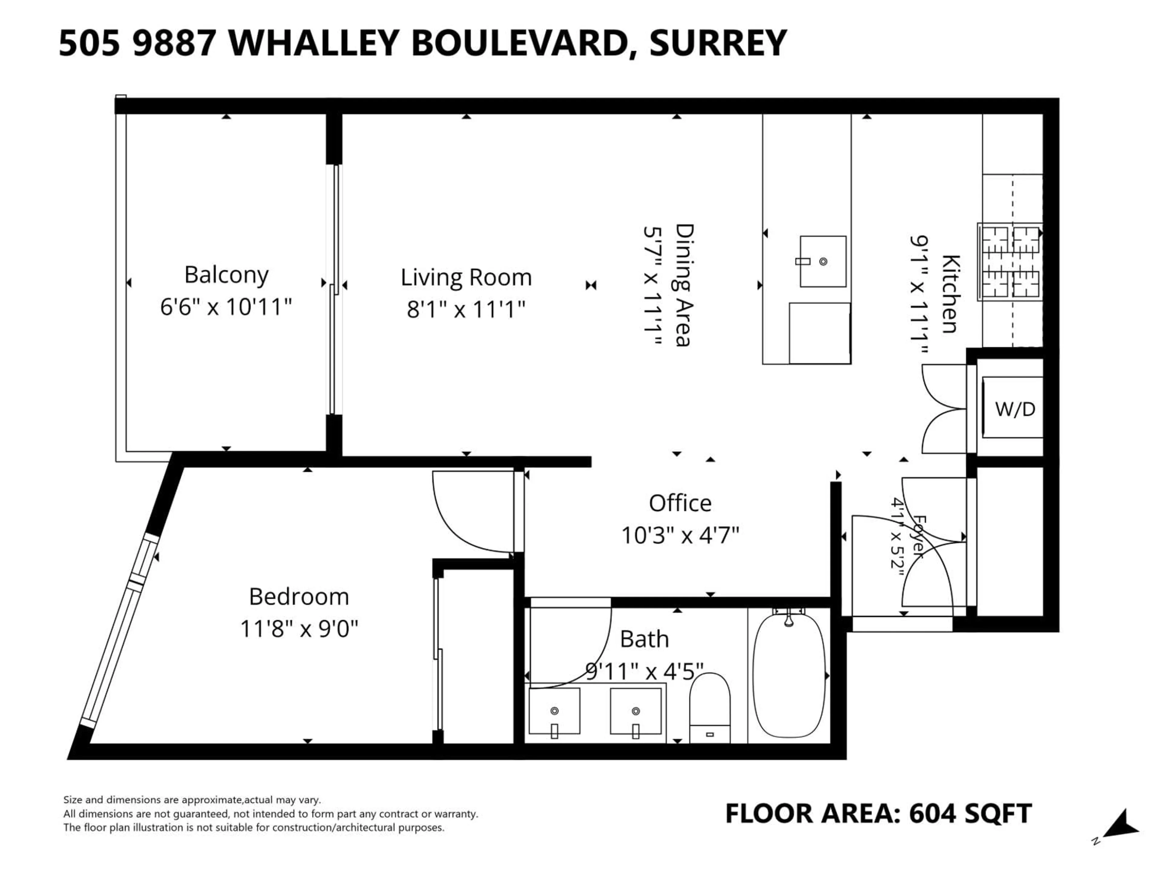 Floor plan for 505 - 9887 WHALLEY BOULEVARD, Surrey British Columbia V3T0P4