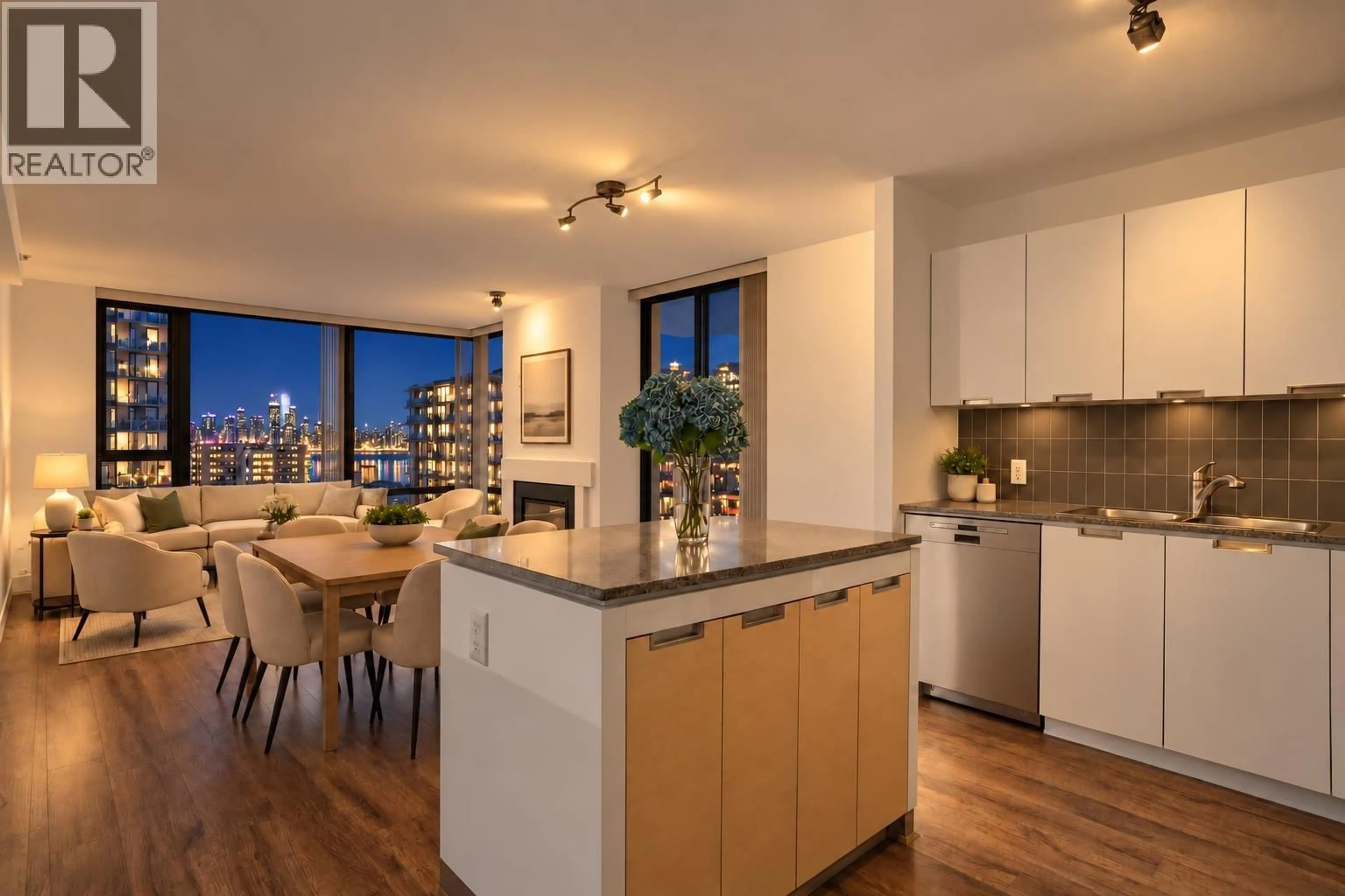 Open concept kitchen, wood/laminate floor for 903 - 151 2ND STREET, North Vancouver British Columbia V7M3P1