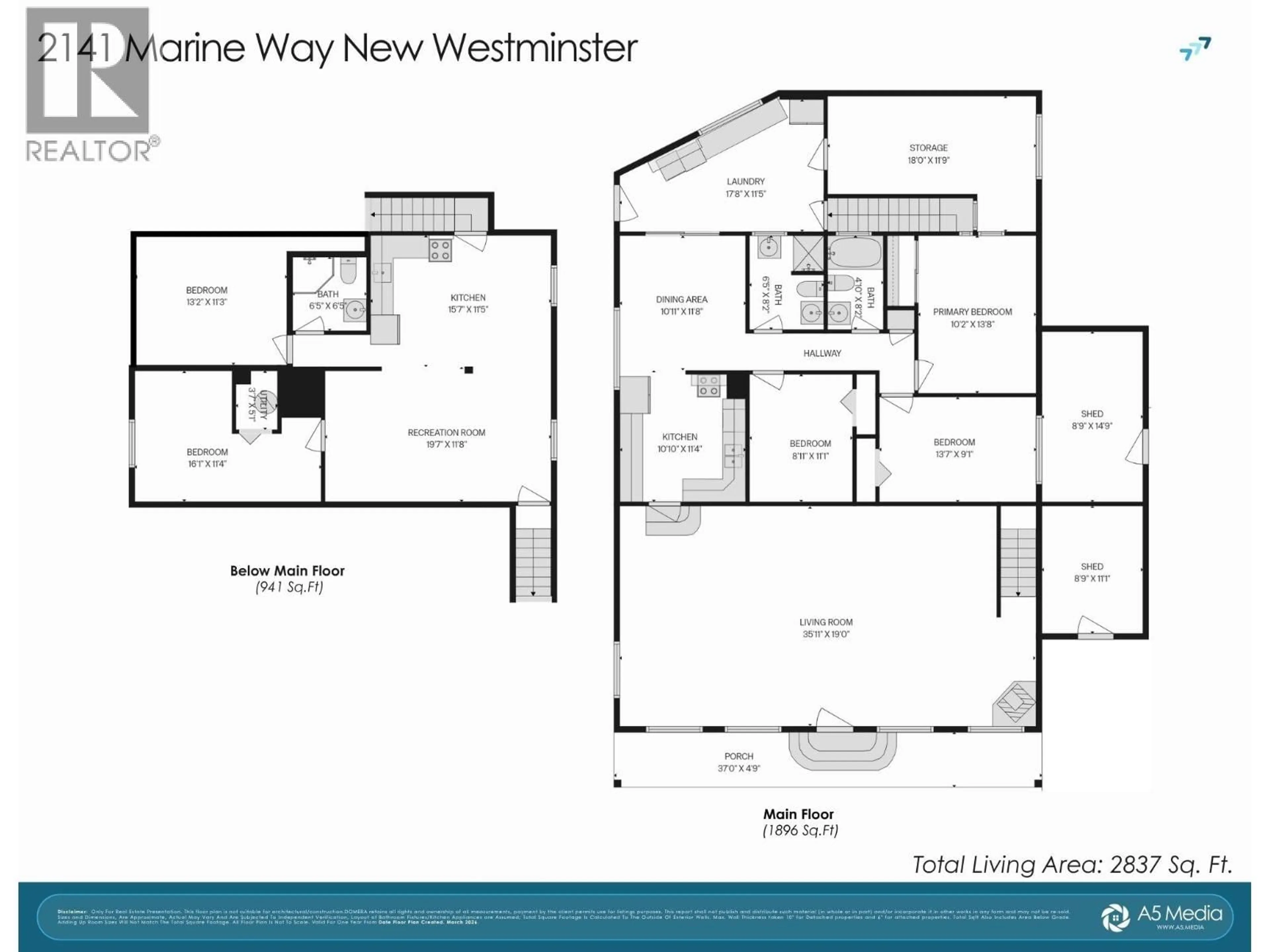 Floor plan for 2141 MARINE WAY, New Westminster British Columbia V3M2H2