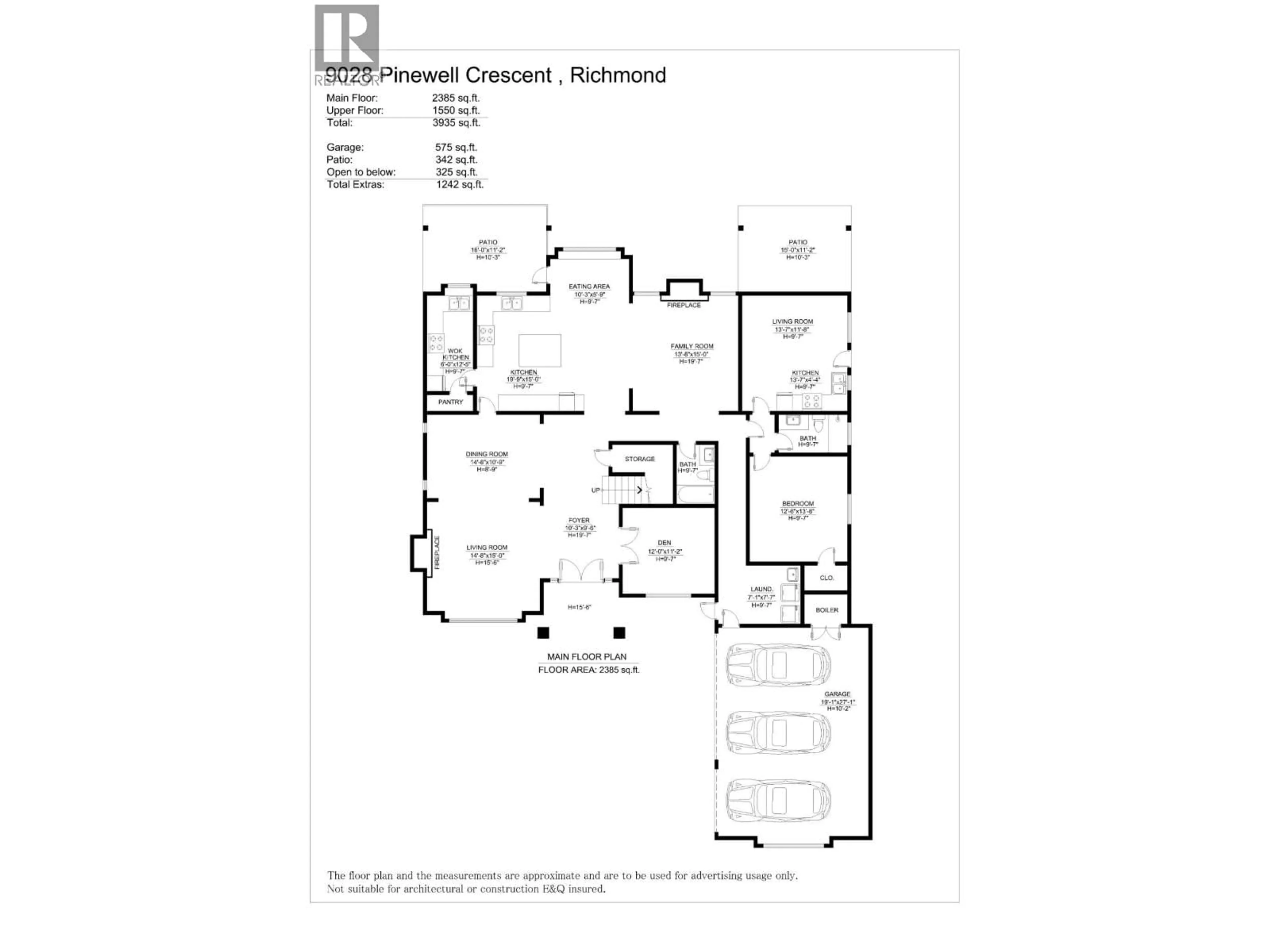 Floor plan for 9028 PINEWELL CRESCENT, Richmond British Columbia V7A2C6