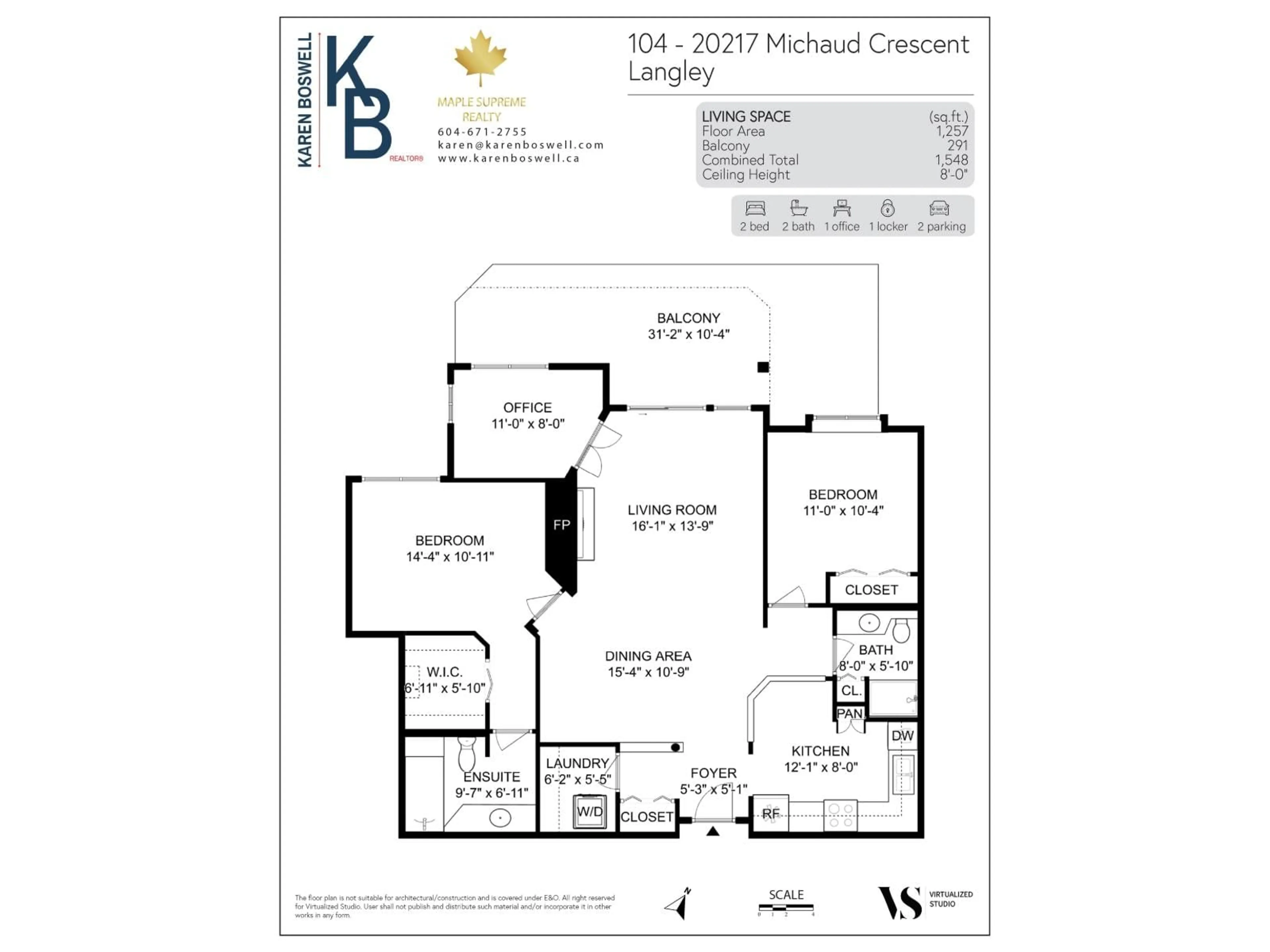 Floor plan for 104 - 20217 MICHAUD CRESCENT, Langley British Columbia V3A8L1