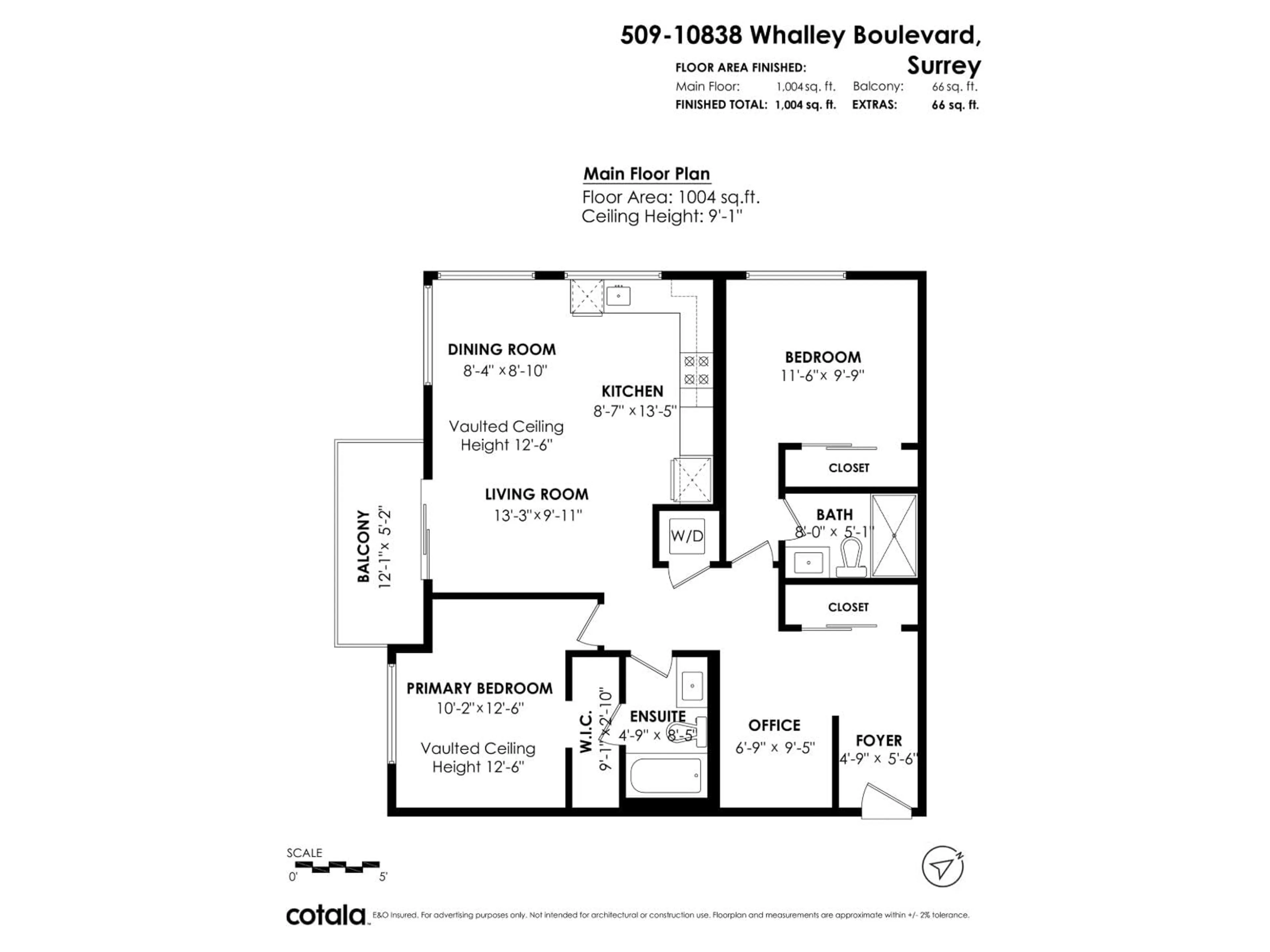 Floor plan for 509 - 10838 WHALLEY BOULEVARD, Surrey British Columbia V3R0G8