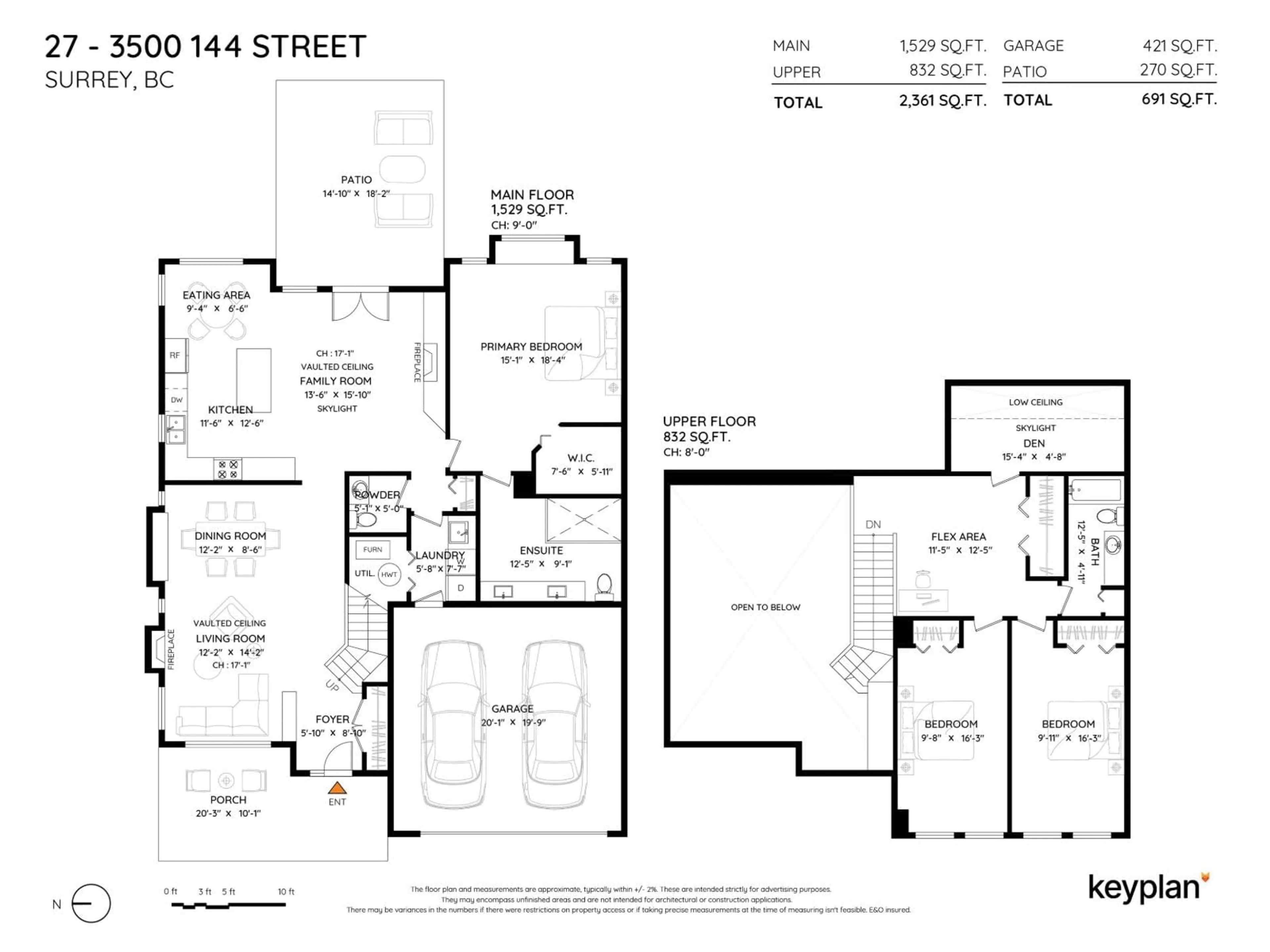Floor plan for 27 - 3500 144 STREET, Surrey British Columbia V4P3J6