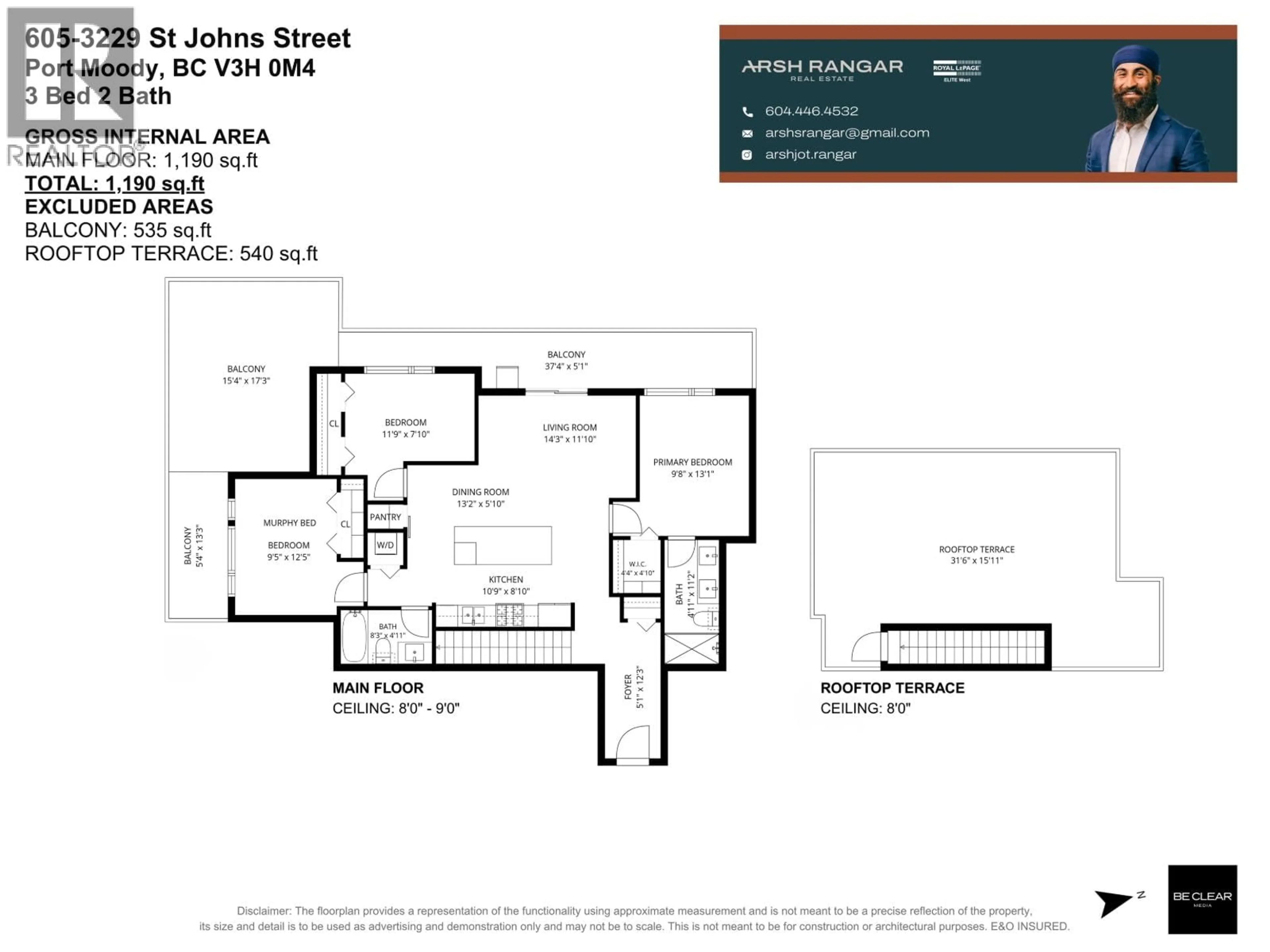 Floor plan for 605 - 3229 ST JOHNS STREET, Port Moody British Columbia V3H0M4