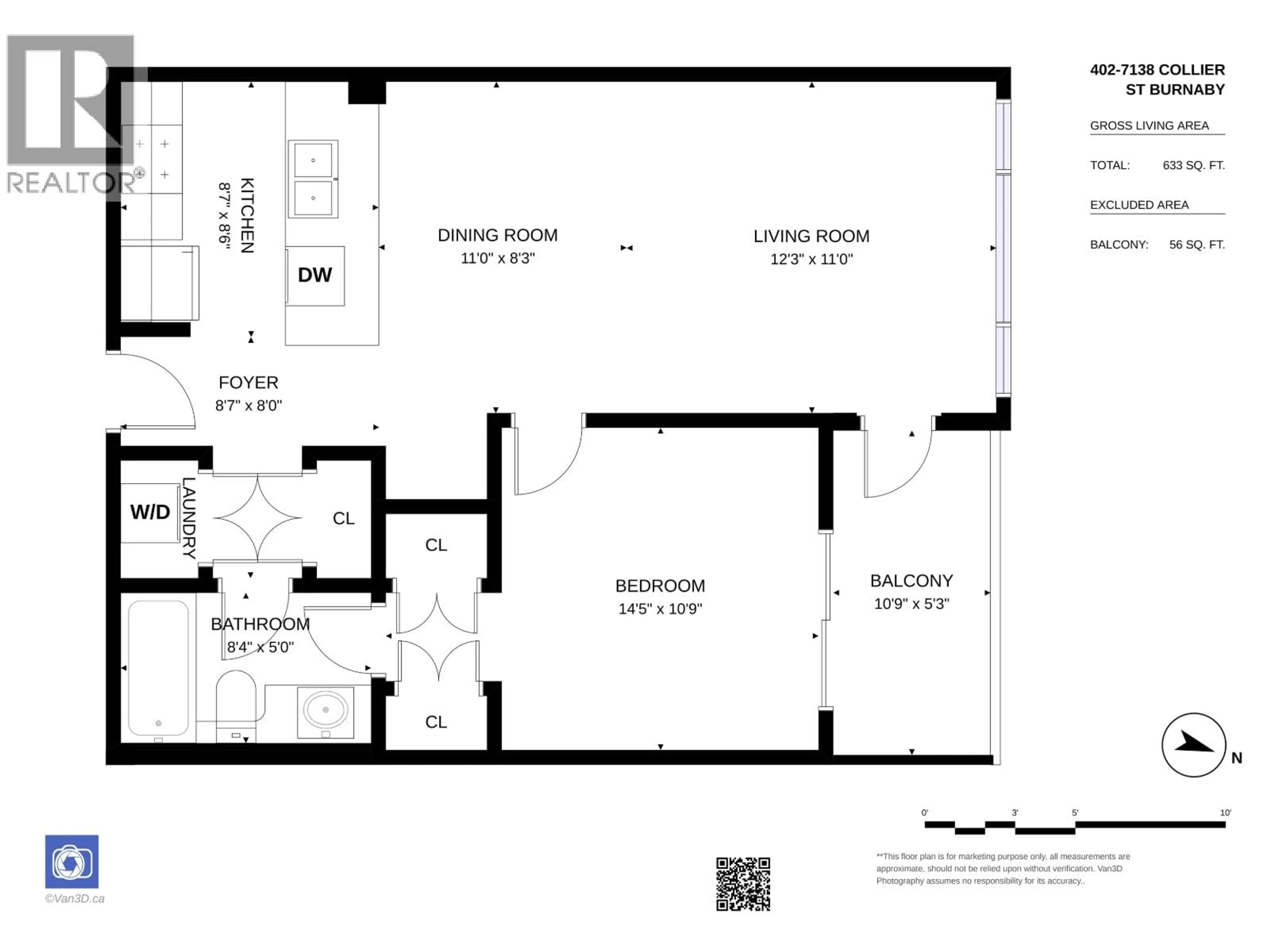Floor plan for 402 - 7138 COLLIER STREET, Burnaby British Columbia V5E0A2