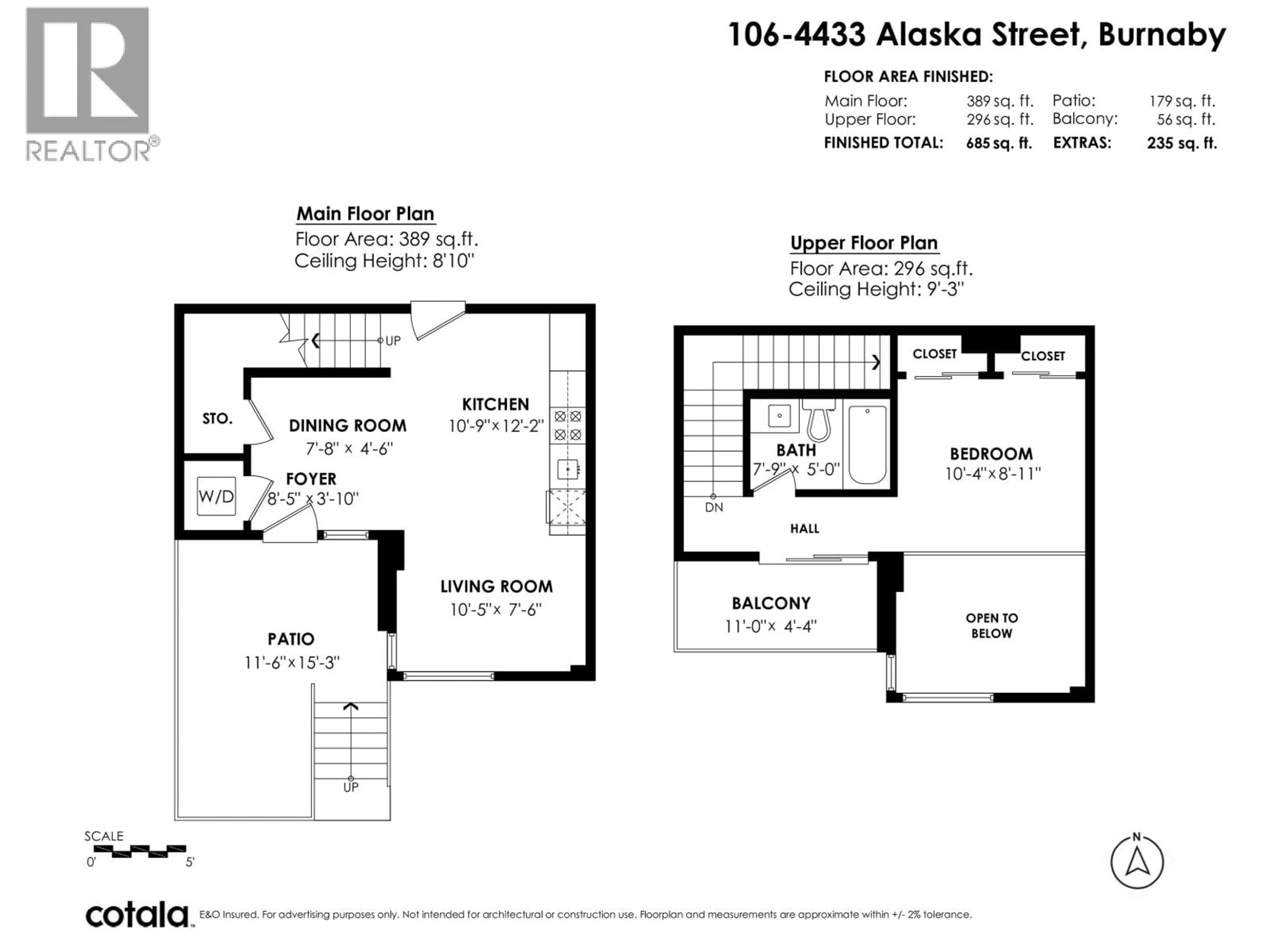 Floor plan for 106 - 4433 ALASKA STREET, Burnaby British Columbia V5C5T3