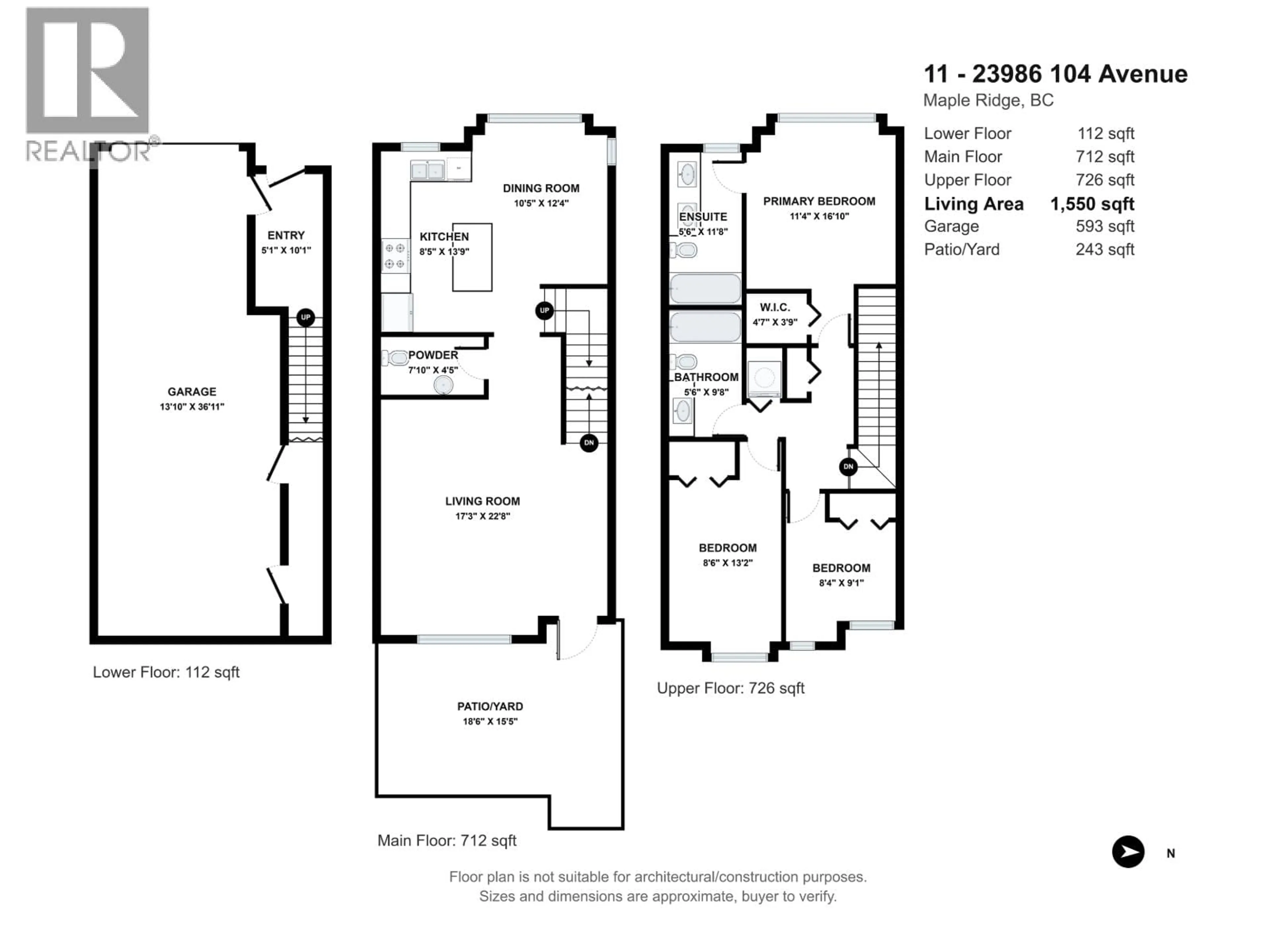 Floor plan for 11 - 23986 104 AVENUE, Maple Ridge British Columbia V2W0G8