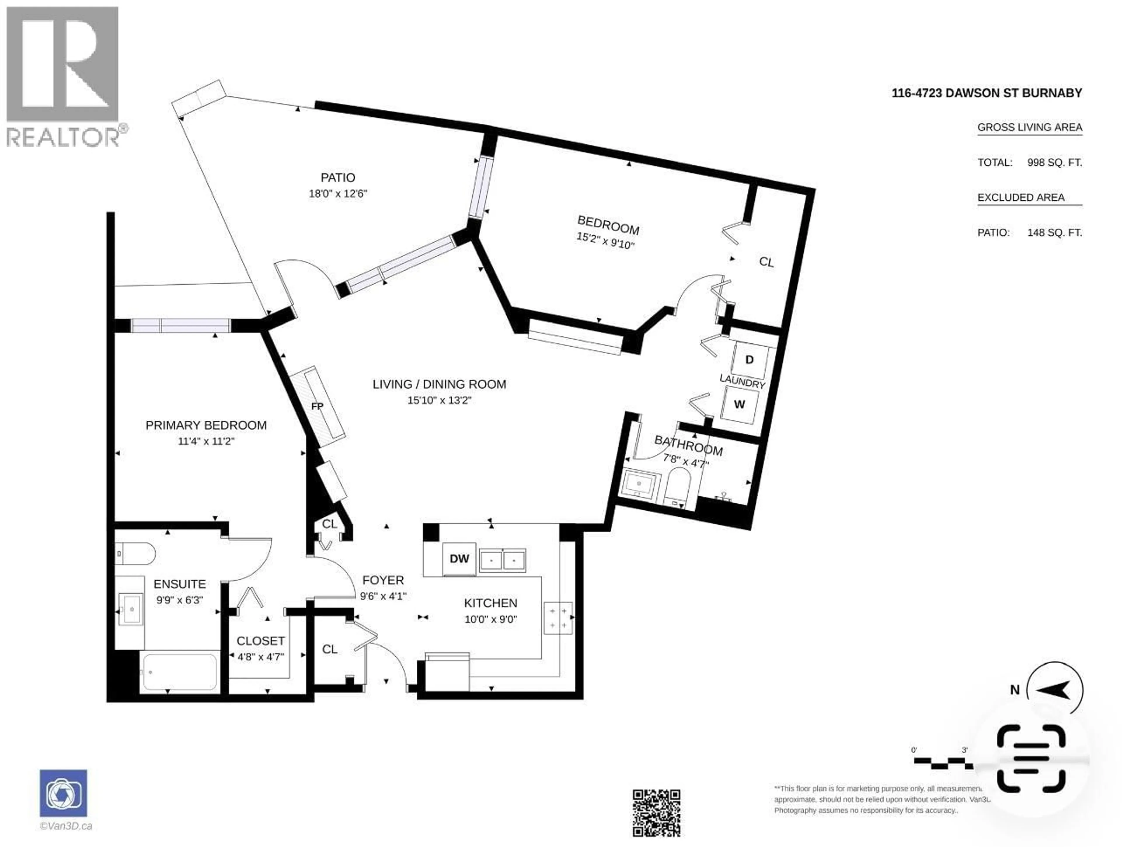 Floor plan for 116 - 4723 DAWSON STREET, Burnaby British Columbia V5C0A7