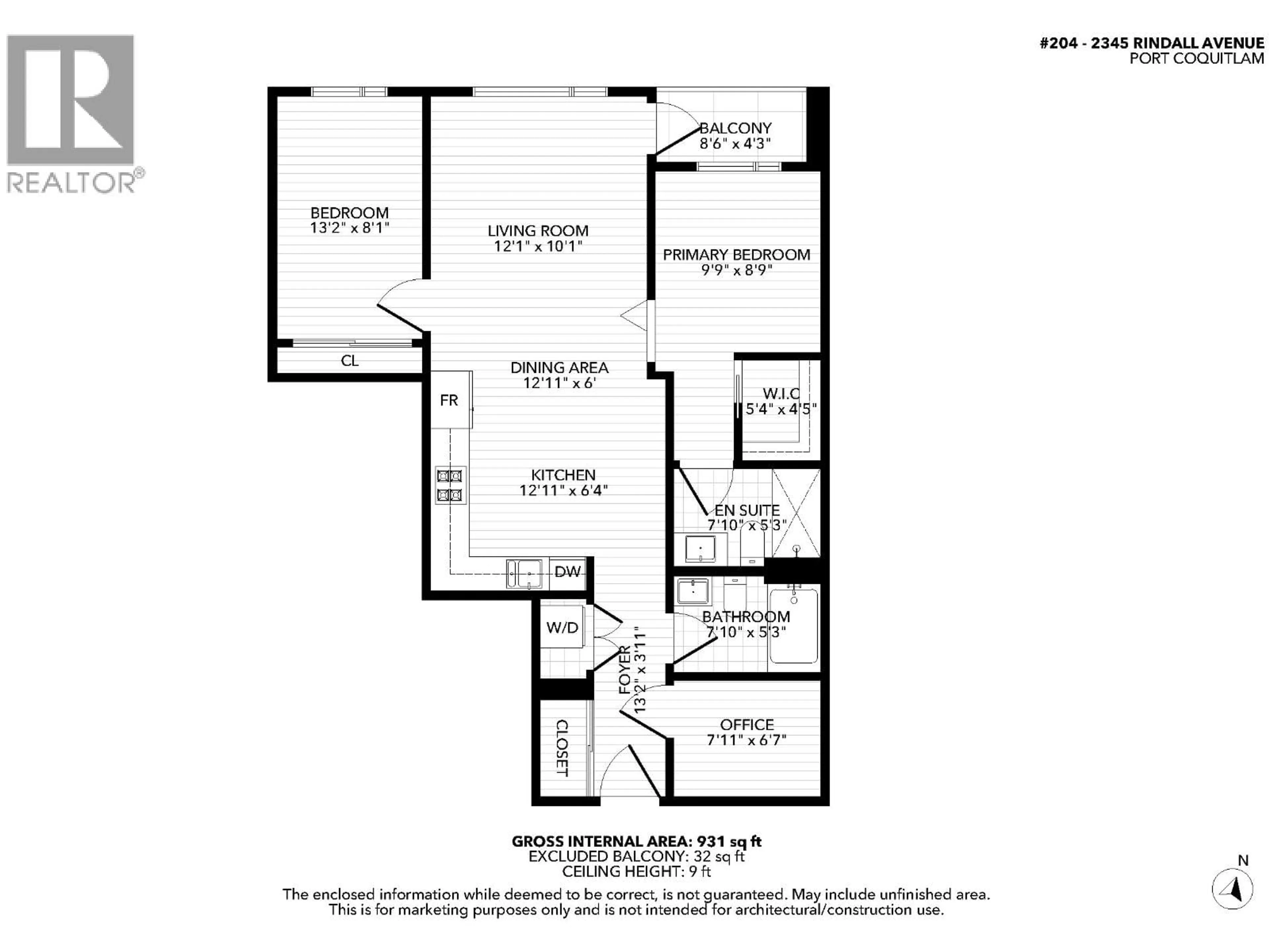Floor plan for 204 - 2345 RINDALL AVENUE, Port Coquitlam British Columbia V3C0T1