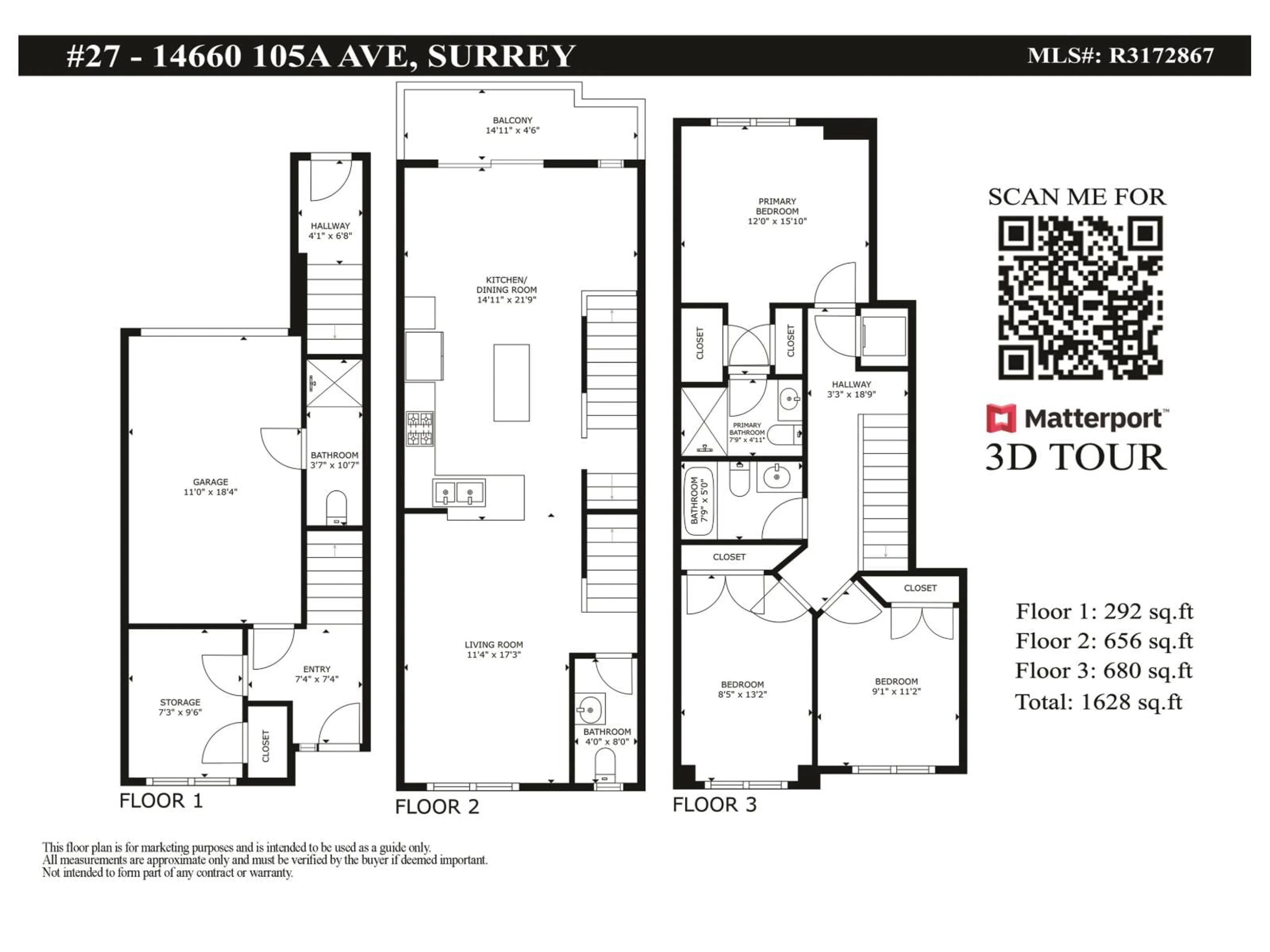 Floor plan for 27 - 14660 105A AVENUE, Surrey British Columbia V3R5X9