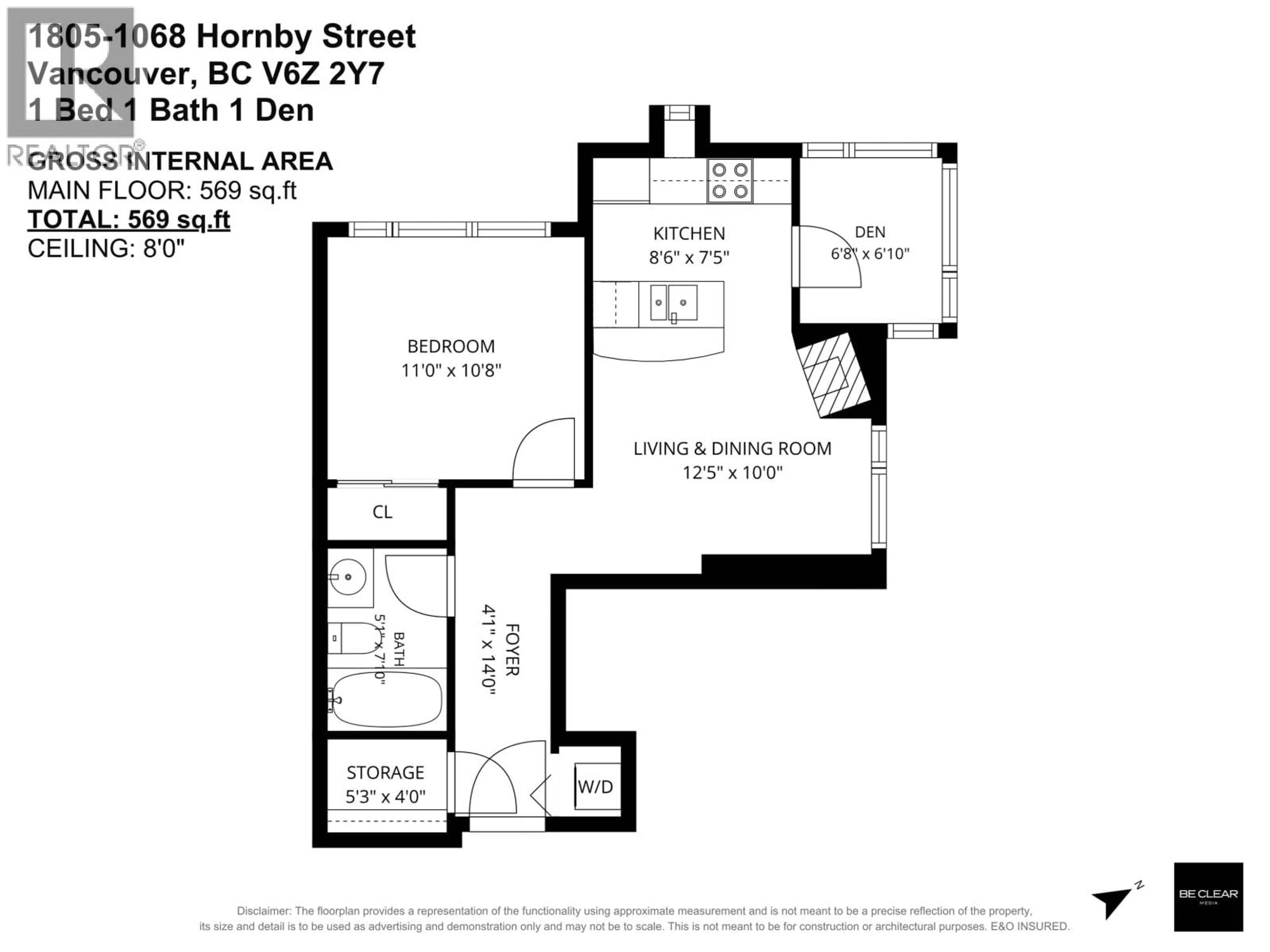 Floor plan for 1805 - 1068 HORNBY STREET, Vancouver British Columbia V6Z2Y7