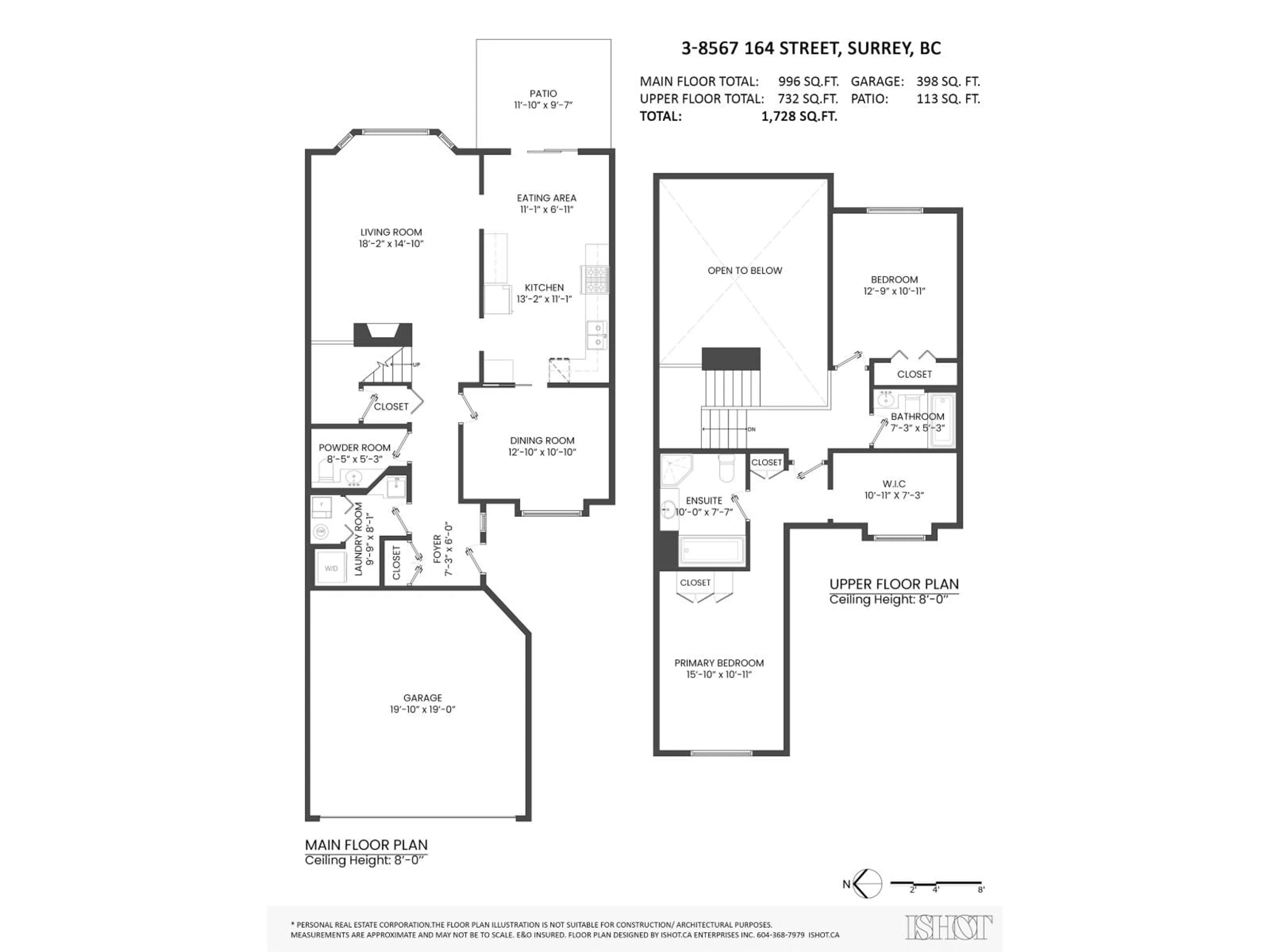 Floor plan for 3 - 8567 164 STREET, Surrey British Columbia V4N3K4