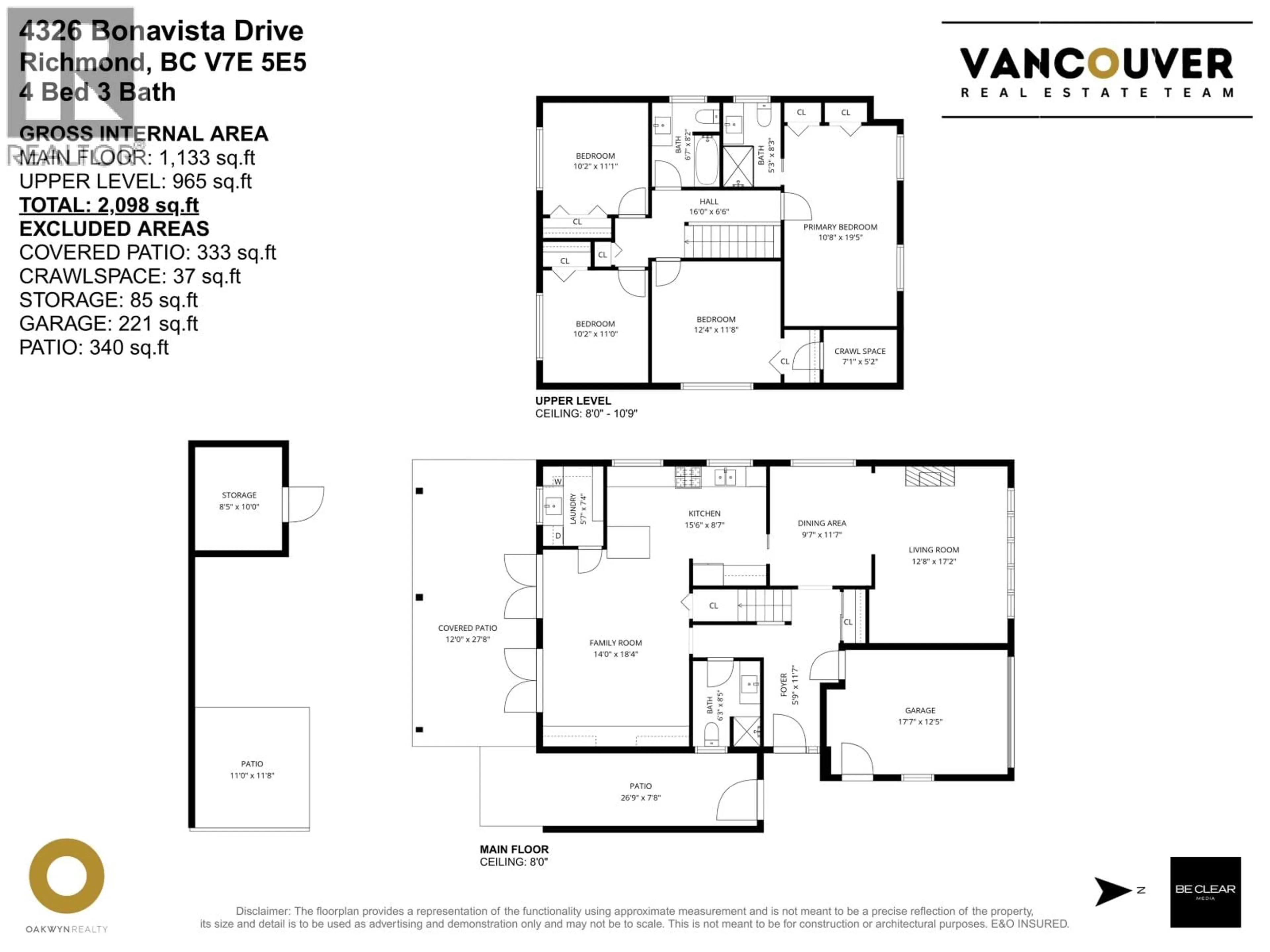 Floor plan for 4326 BONAVISTA DRIVE, Richmond British Columbia V7E5E5