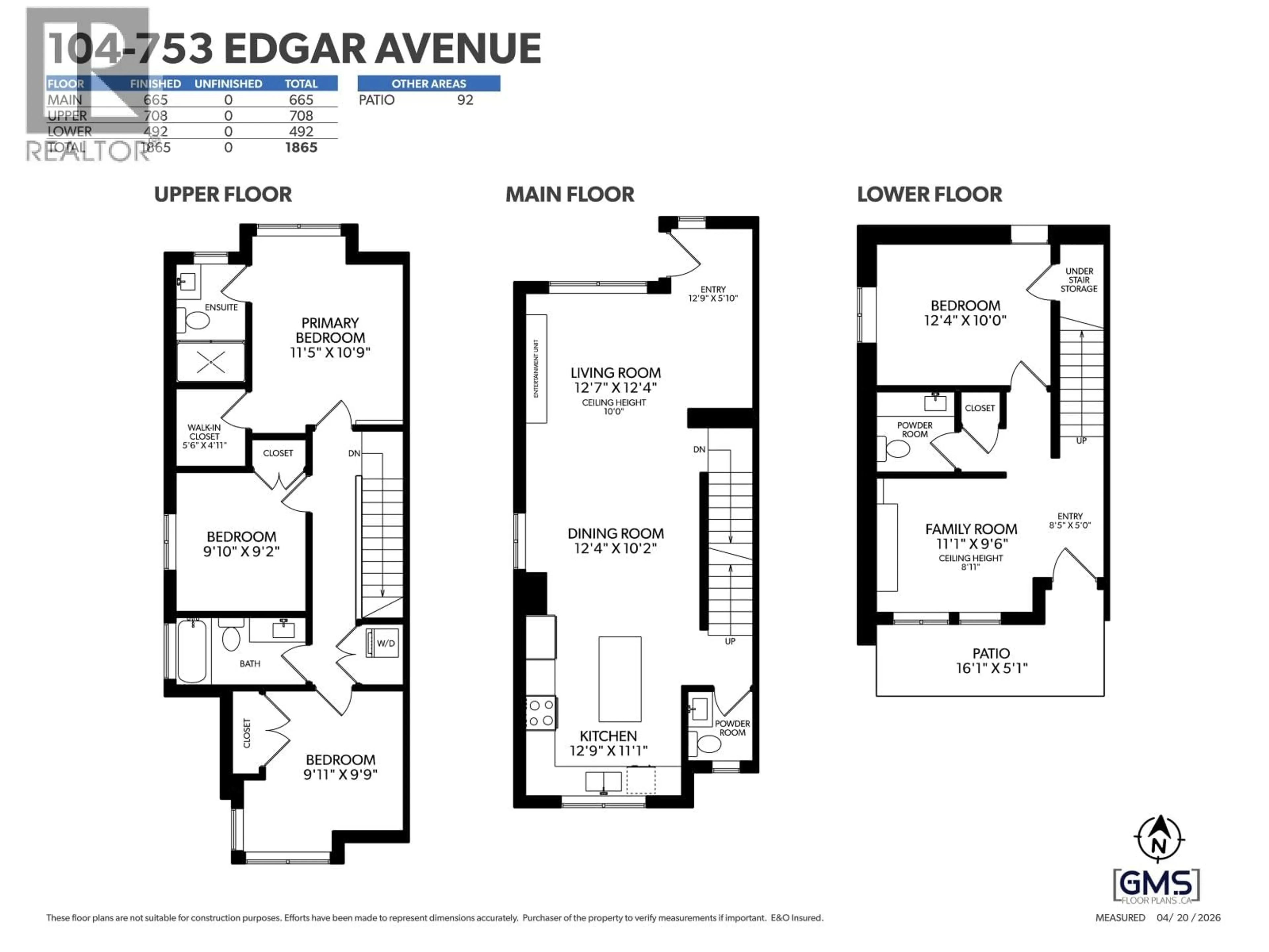 Floor plan for 104 - 753 EDGAR AVENUE, Coquitlam British Columbia V3J2J3