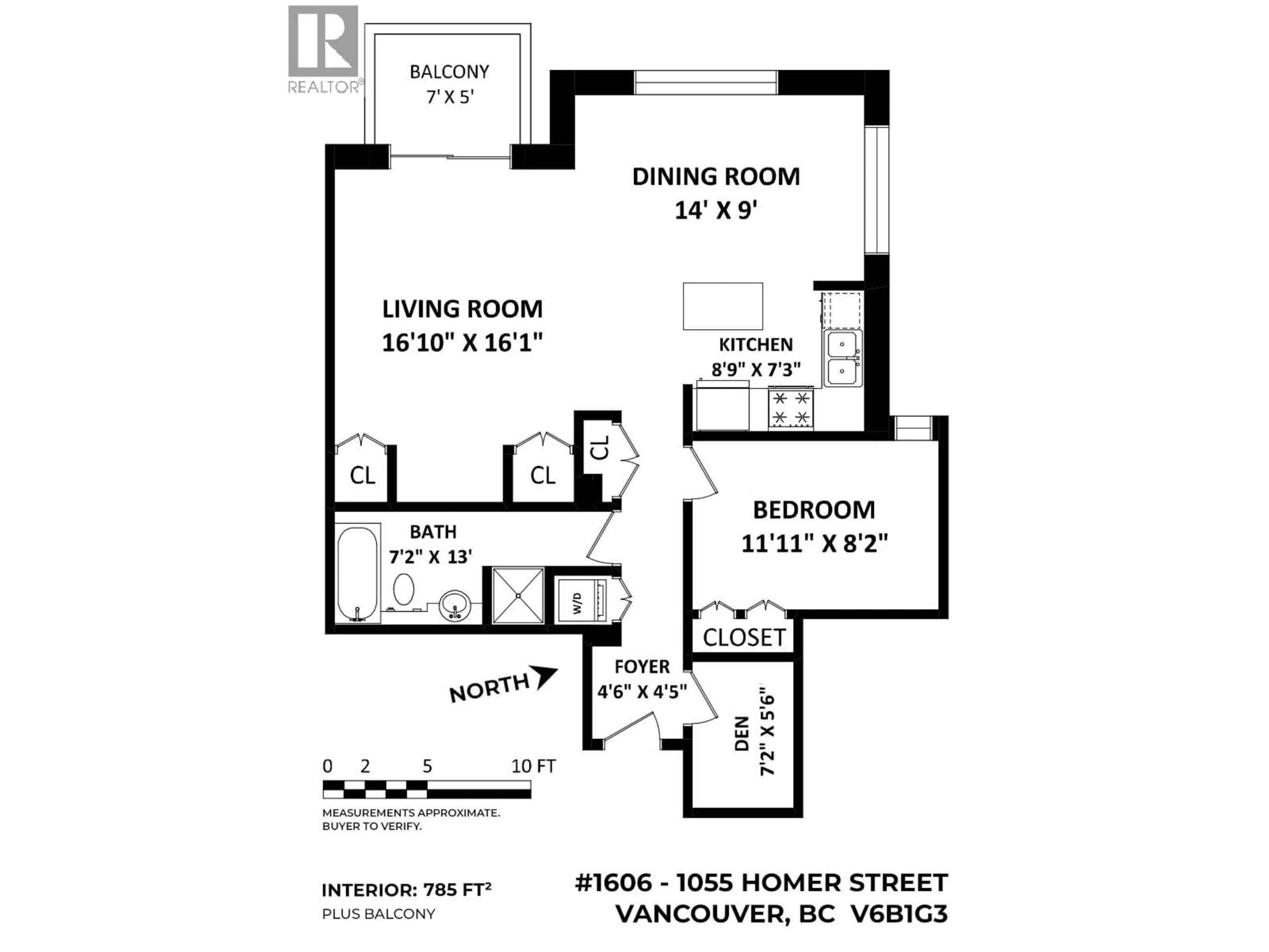 Floor plan for 1606 - 1055 HOMER STREET, Vancouver British Columbia V6B1G3