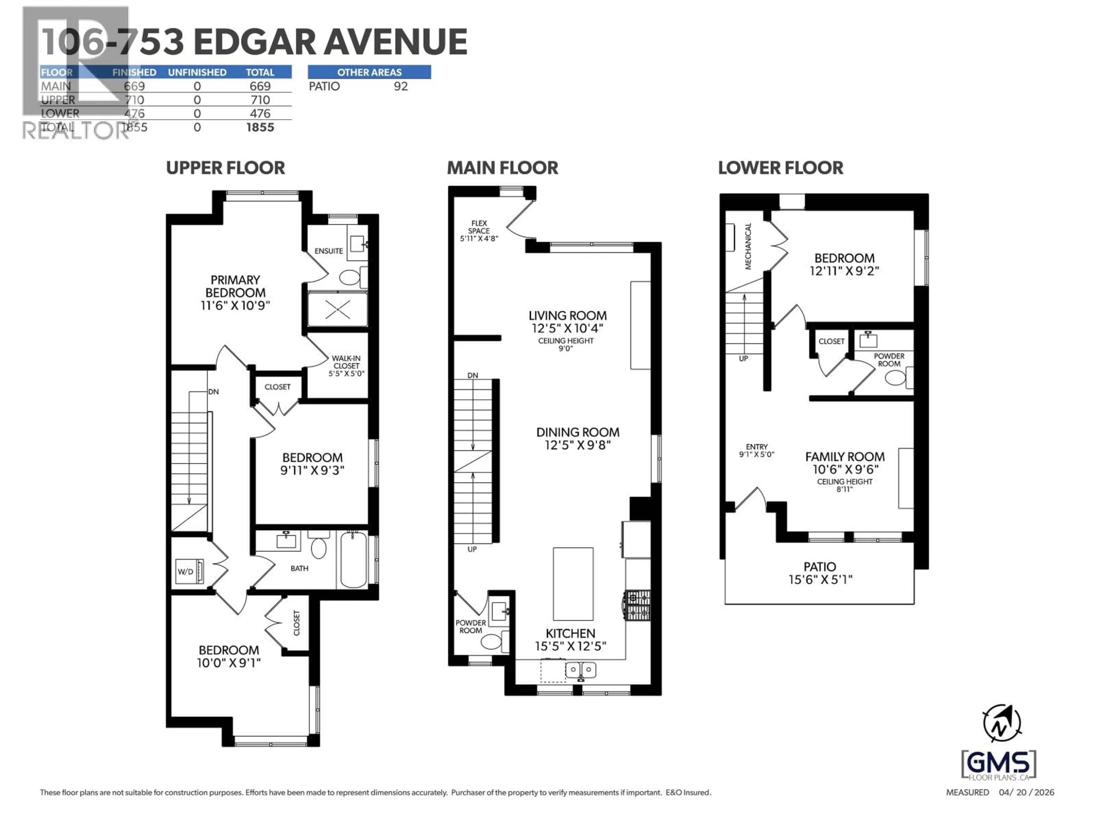 Floor plan for 106 - 753 EDGAR AVENUE, Coquitlam British Columbia V3K2J3