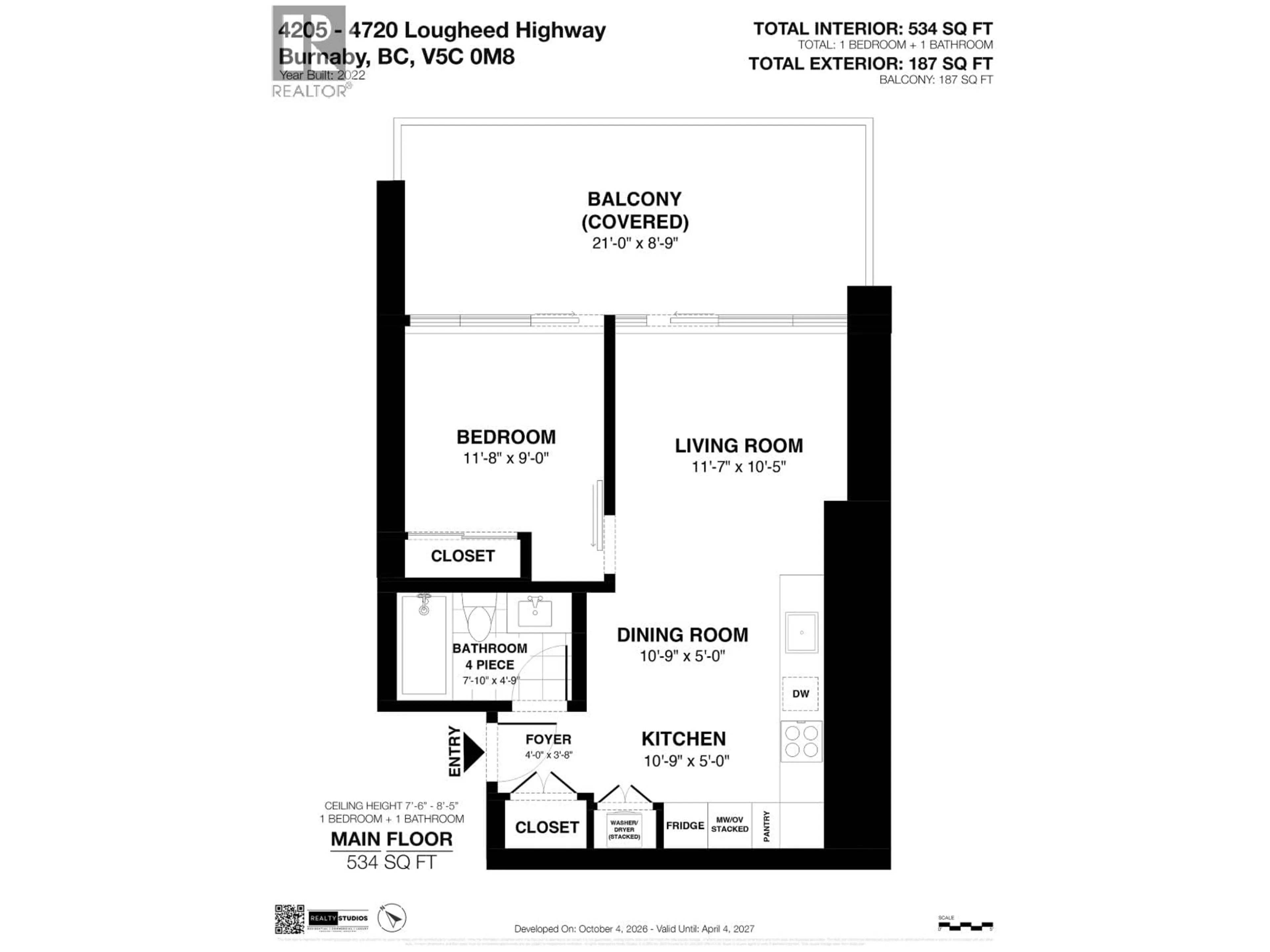 Floor plan for 4205 - 4720 LOUGHEED HIGHWAY, Burnaby British Columbia V5C0M8