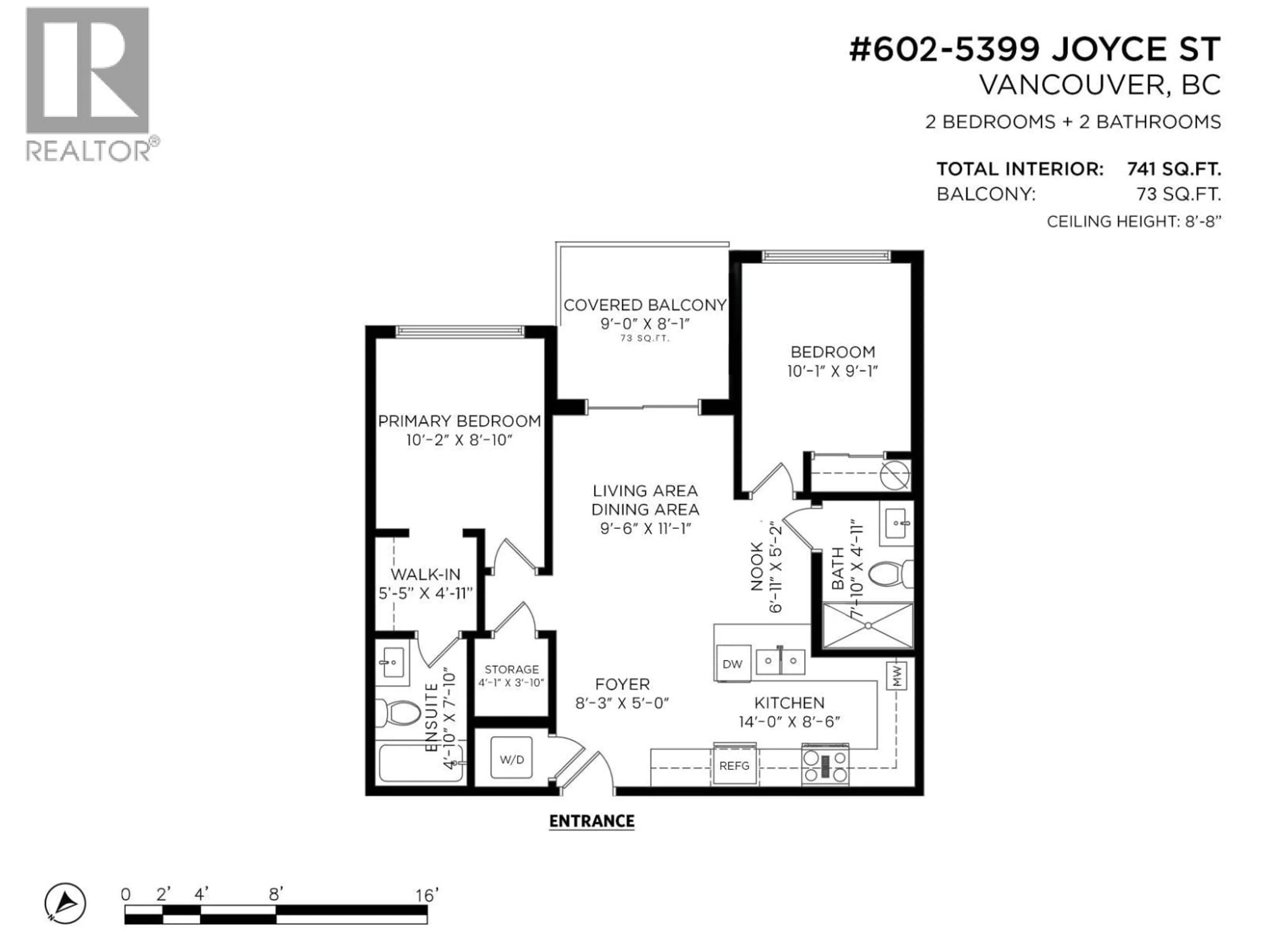Floor plan for 602 - 5399 JOYCE STREET, Vancouver British Columbia V5R4H3