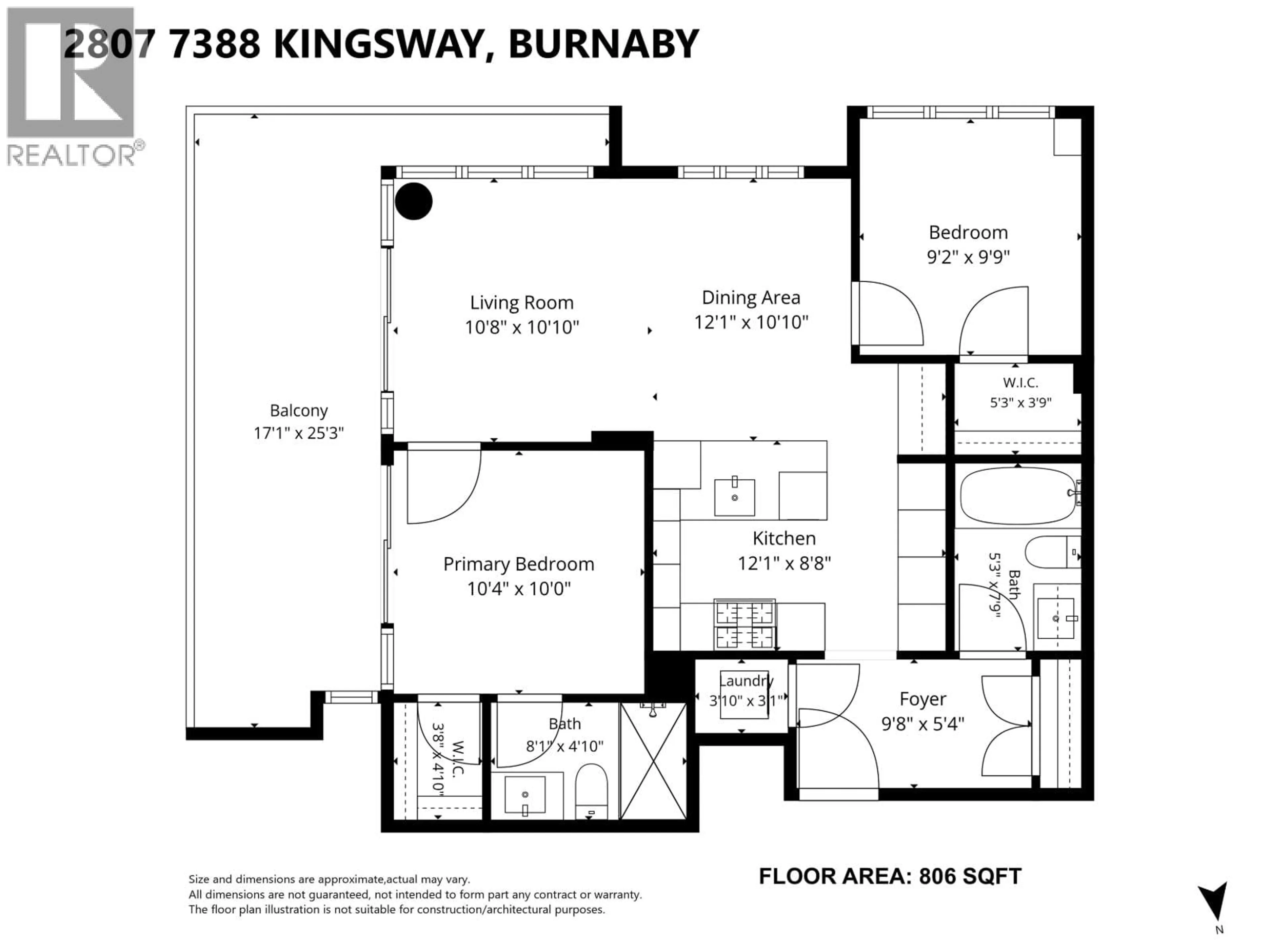Floor plan for 2807 - 7388 KINGSWAY, Burnaby British Columbia V3N0G9