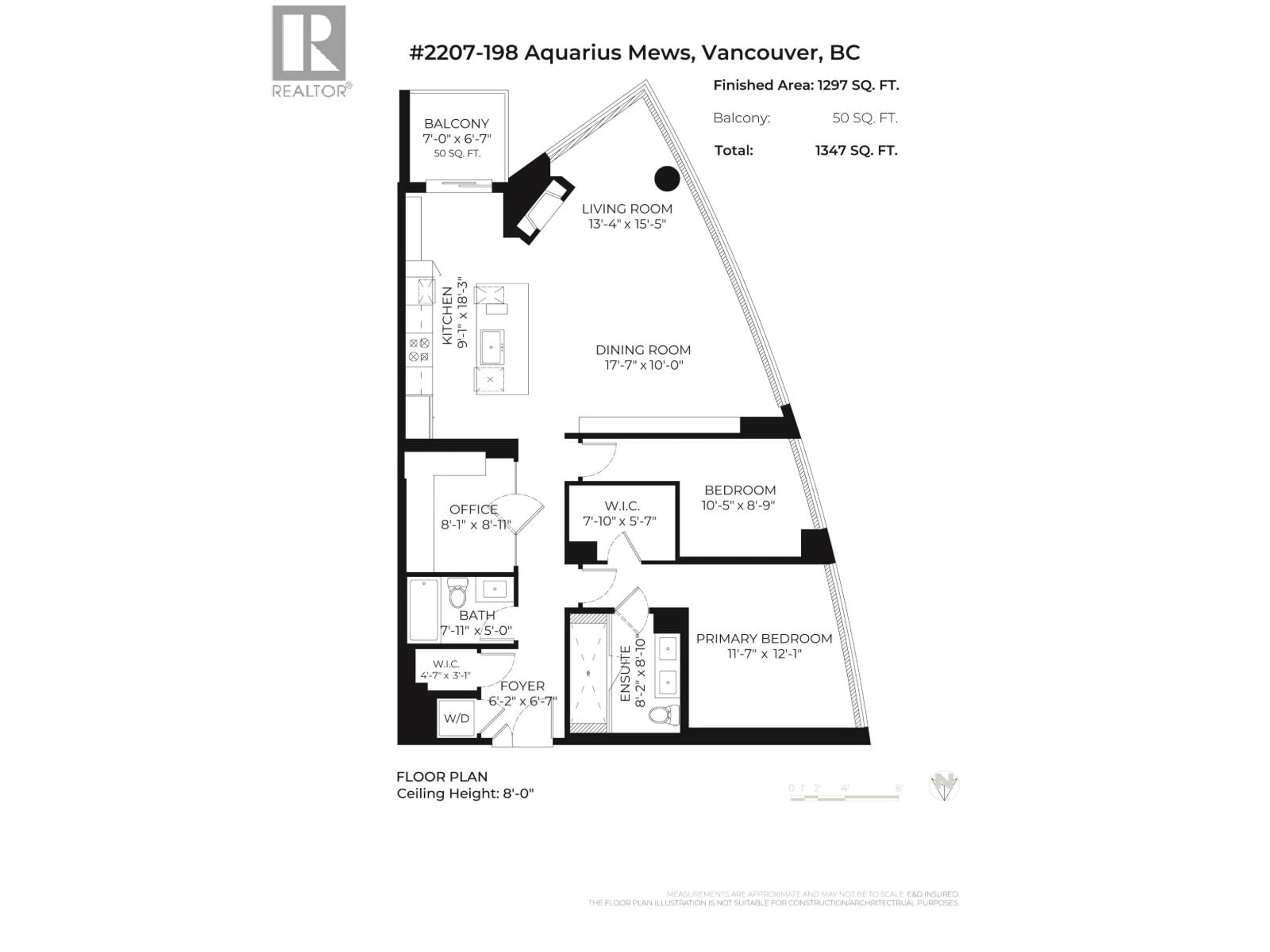 Floor plan for 2207 - 198 AQUARIUS MEWS, Vancouver British Columbia V6Z2Y4