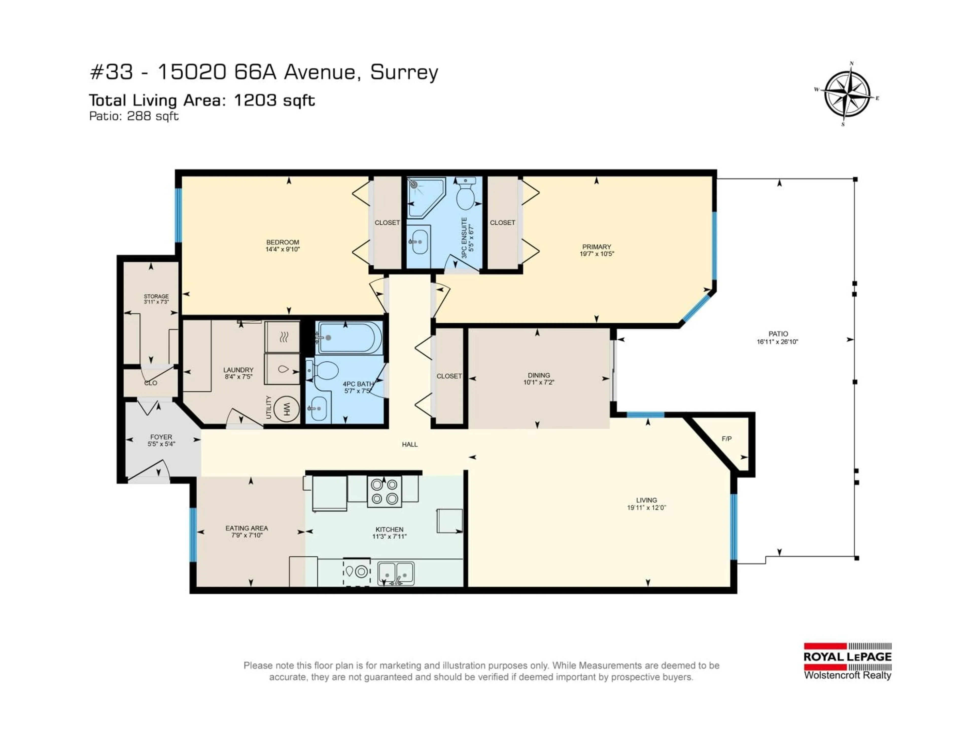 Floor plan for 33 - 15020 66A AVENUE, Surrey British Columbia V3S2A5