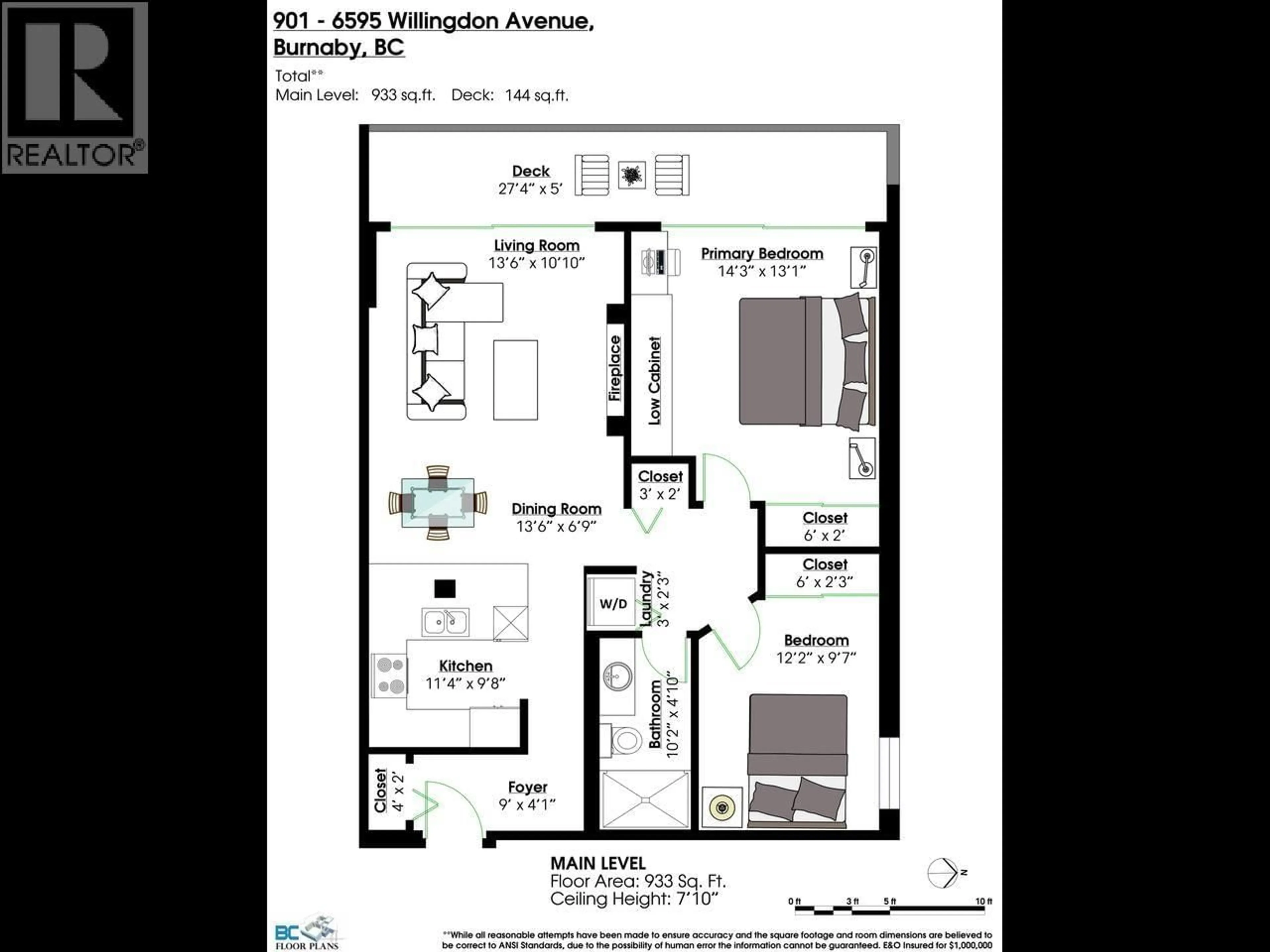 Floor plan for 901 - 6595 WILLINGDON AVENUE, Burnaby British Columbia V5H4E5