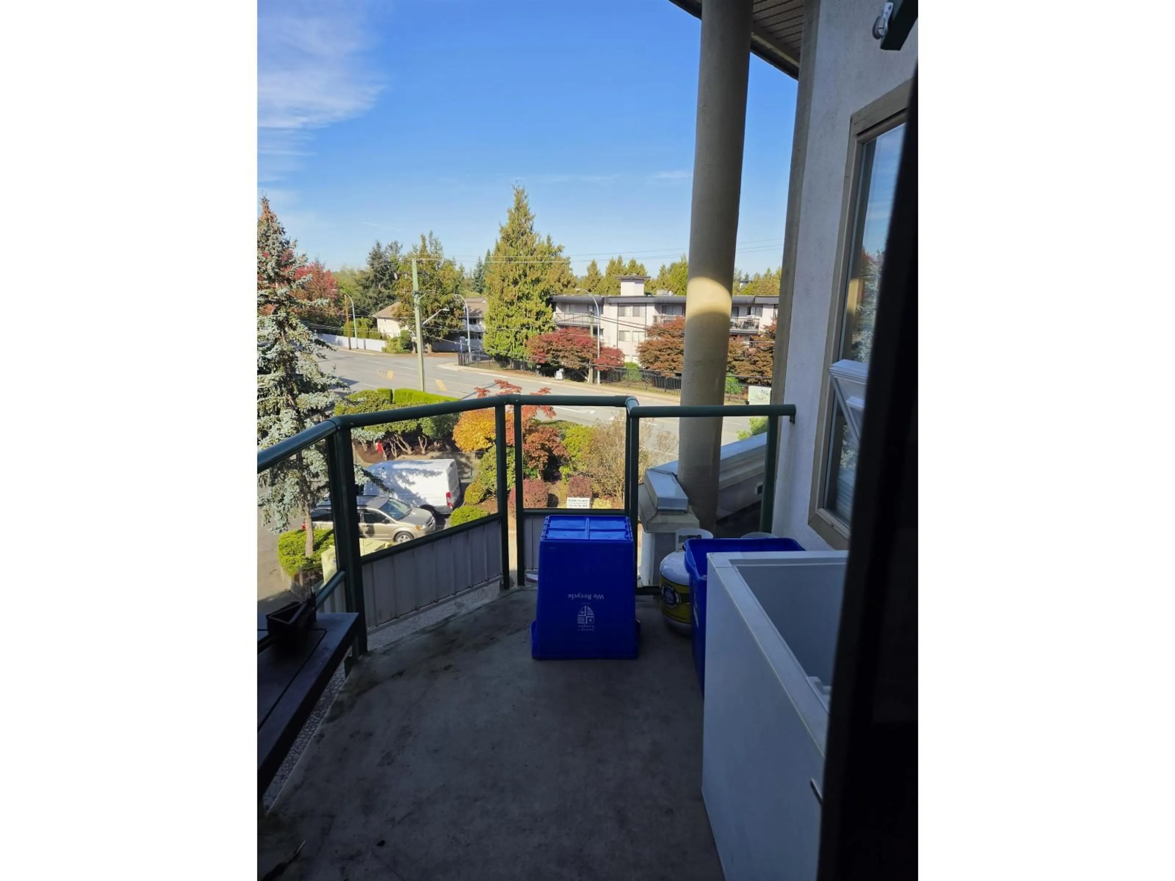 Balcony in the apartment, city buildings view from balcony for 301 - 20140 56 AVENUE, Langley British Columbia V3A3Y4